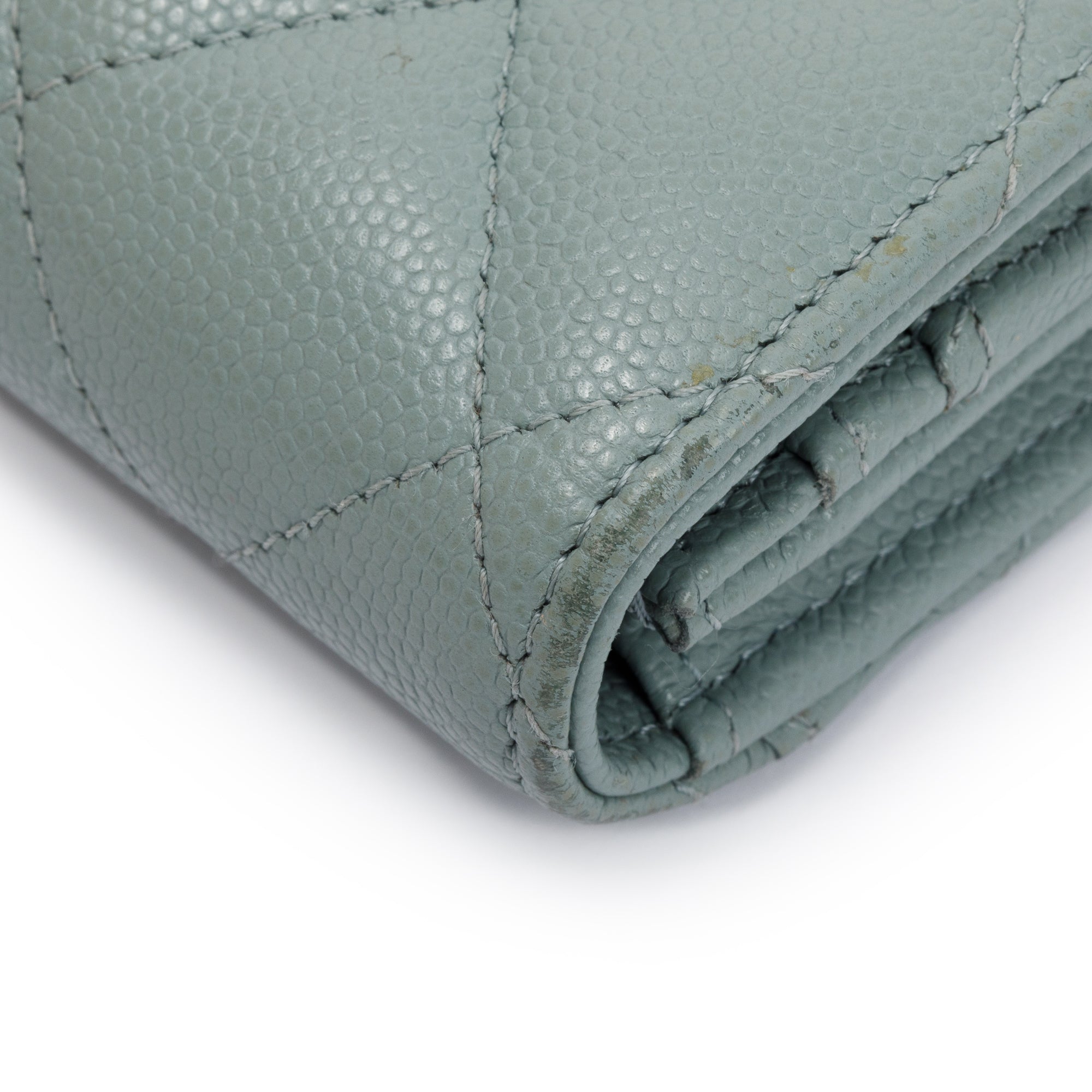 Chanel 2021 Grey Caviar Leather Medium Flap Wallet