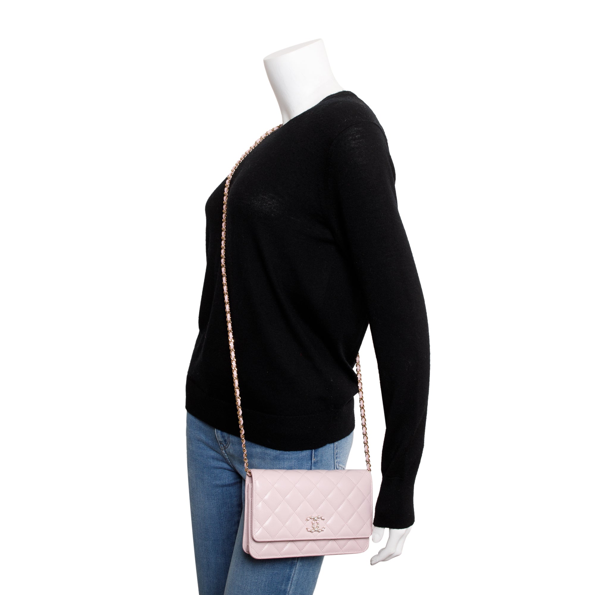 Chanel 2021 Pink Caviar Leather Coco Candy Wallet on Chain w/ Box & Authenticity Card