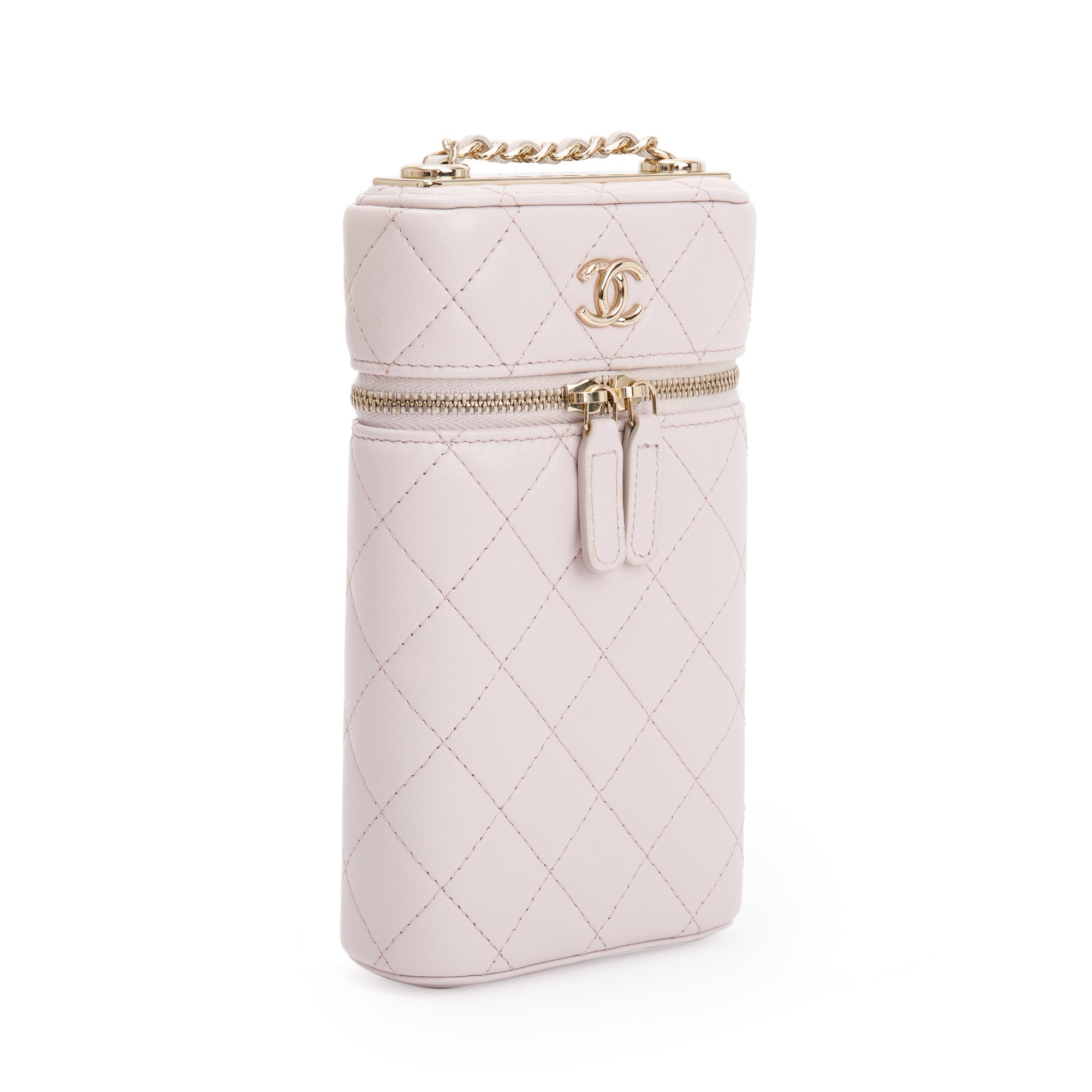 Chanel 2021 Pink Quilted Lambskin Leather Trendy CC Phone Holder Crossbody w/ Authenticity Card