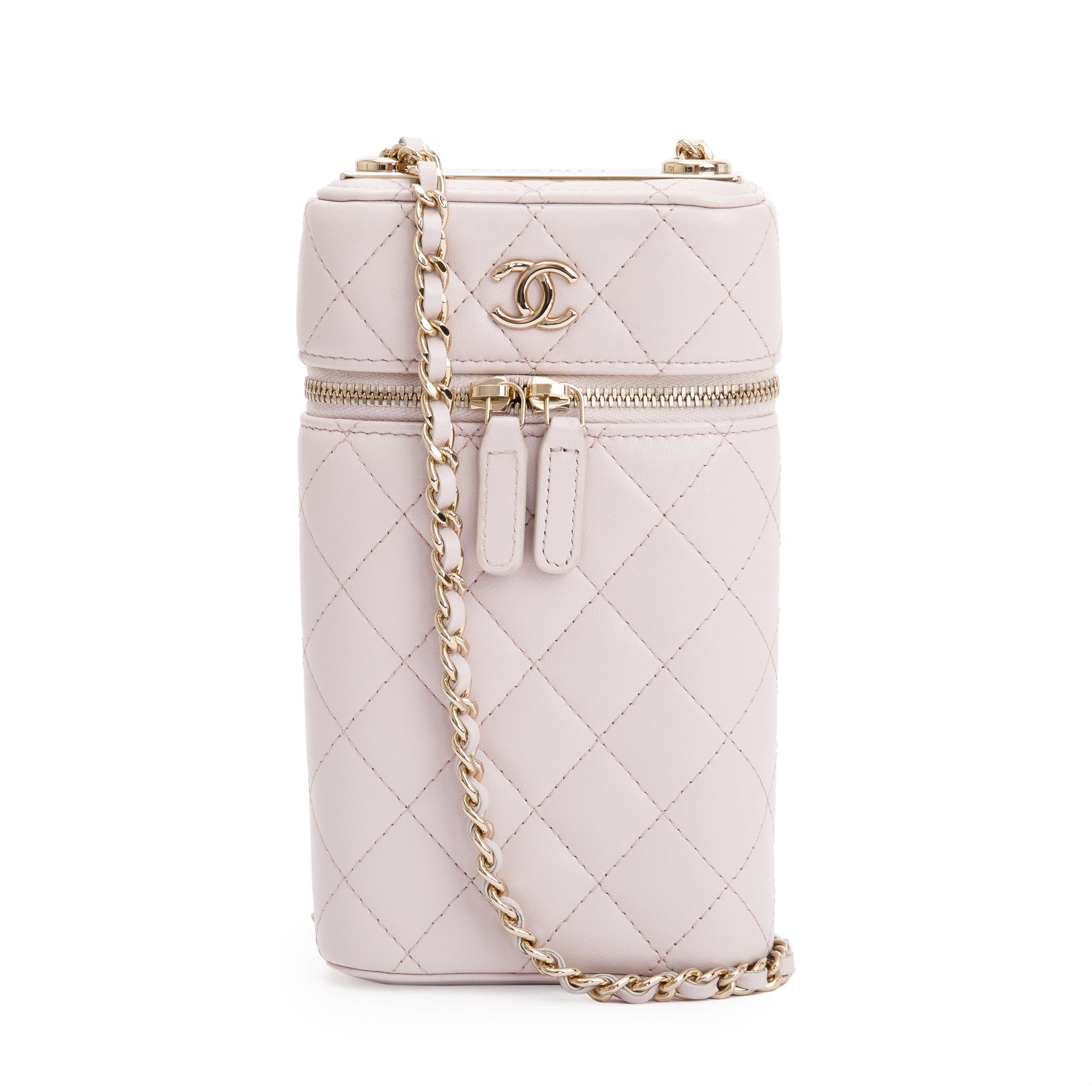 Chanel 2021 Pink Quilted Lambskin Leather Trendy CC Phone Holder Crossbody w/ Authenticity Card