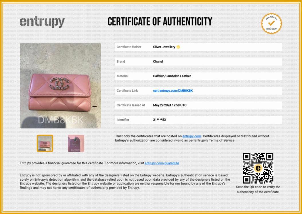 Chanel 2021 Pink Quilted Leather 19 Flap Wallet w/ Authenticity Card