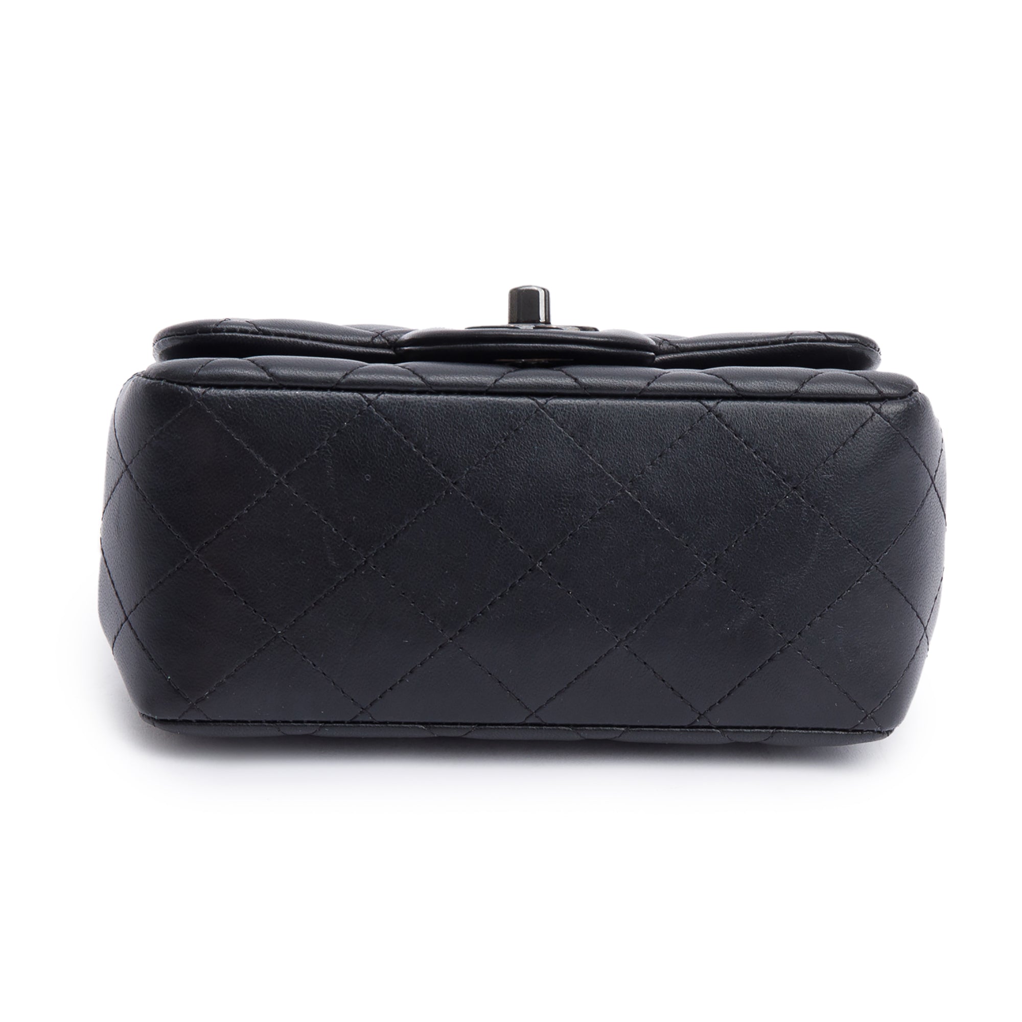 Chanel 2021 So Black Quilted Lambskin Leather Classic Square Mini Flap Bag w/ Box & Receipt