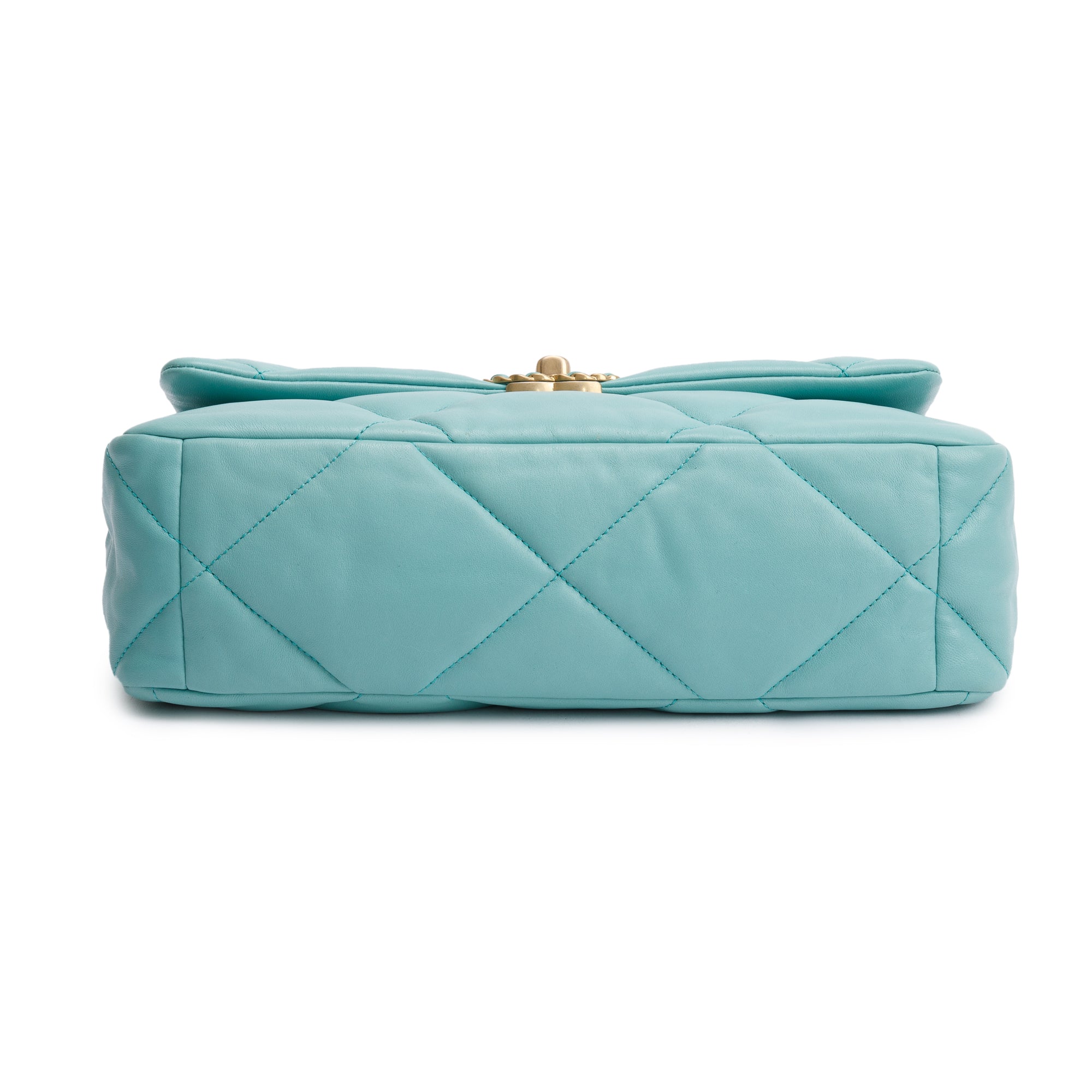 Chanel 2021 Tiffany Blue Lambskin Leather Large 19 Flap Bag w/ Box & Authenticity Card