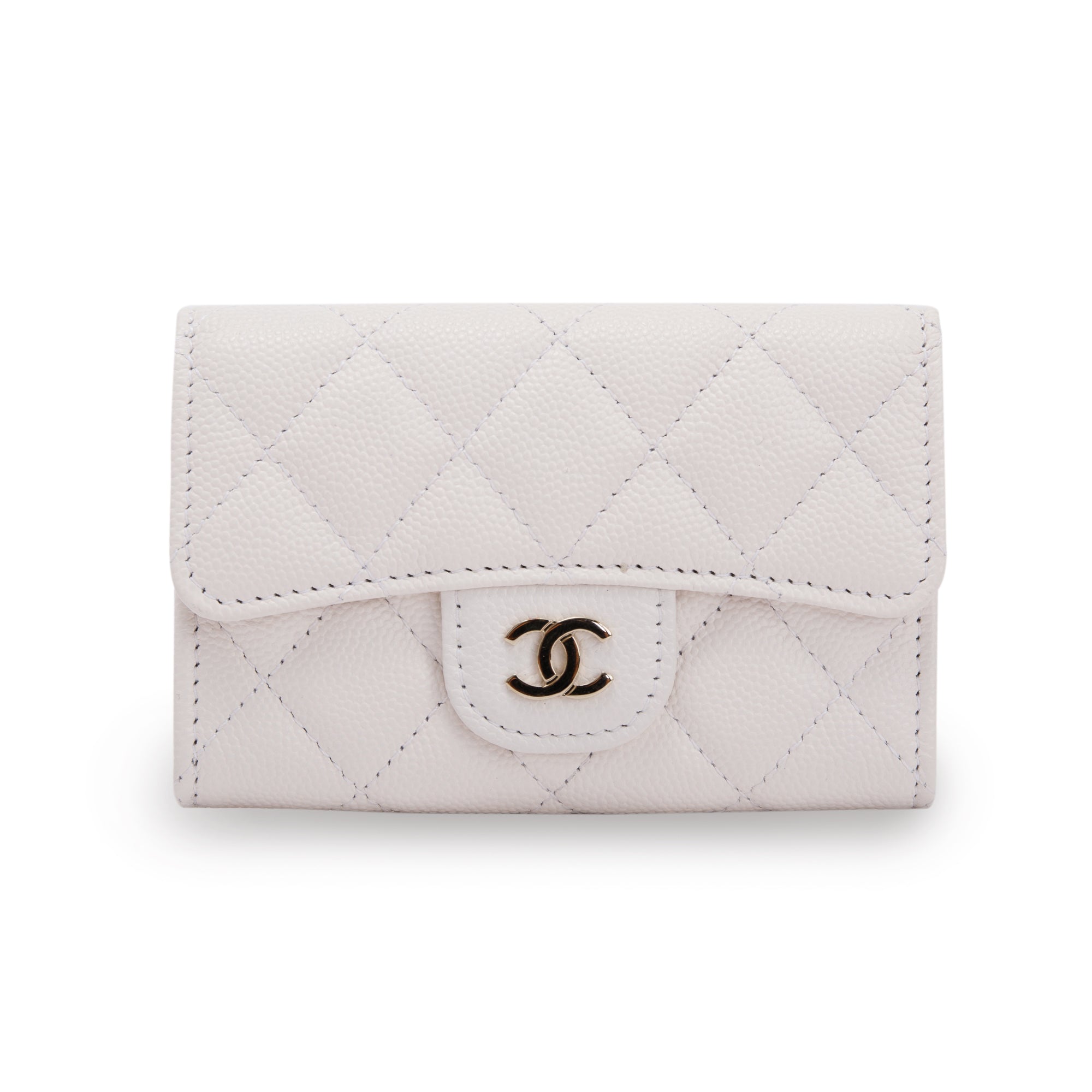 Chanel 2021 White Caviar Classic Flap Card Holder w/ Box & Authenticity Card
