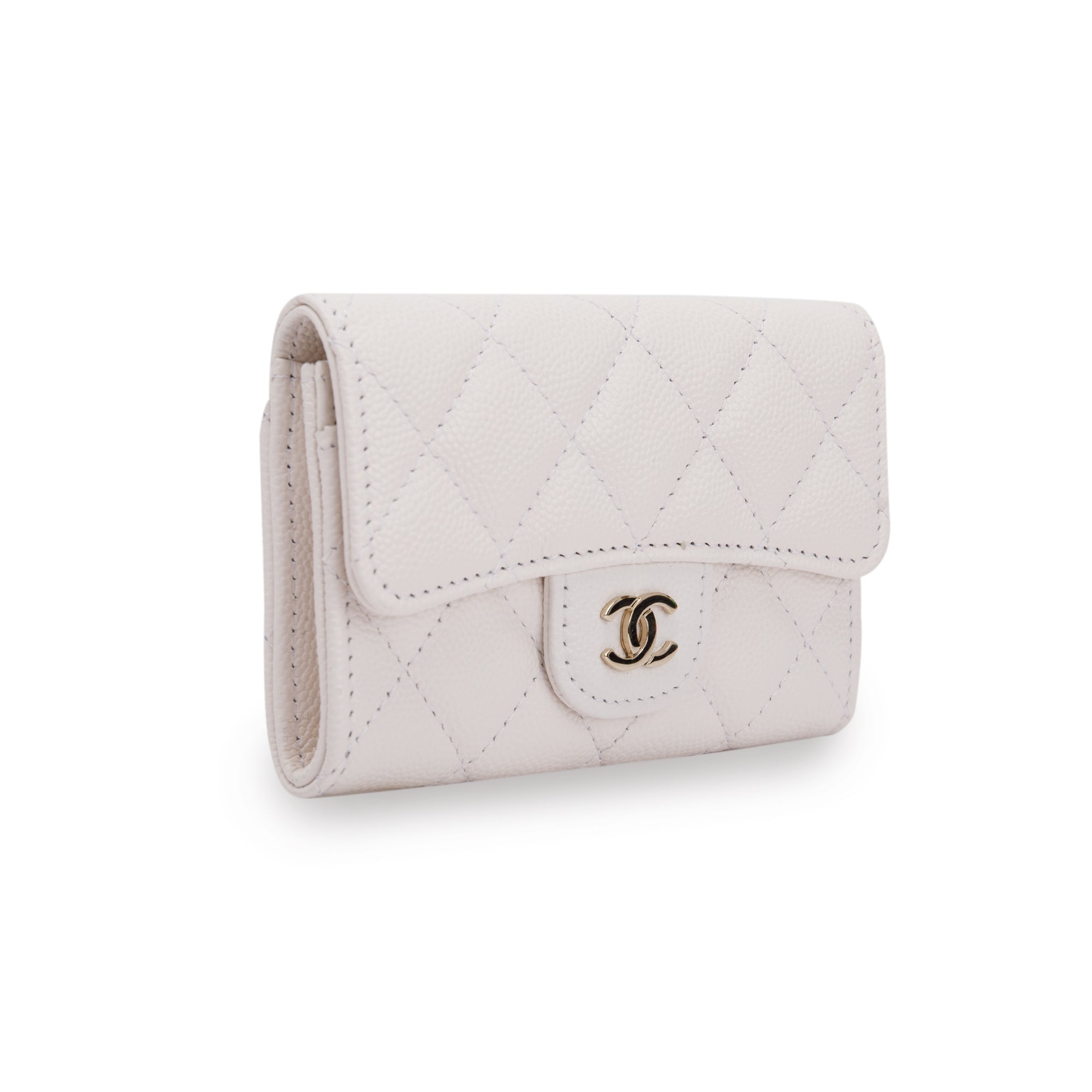 Chanel 2021 White Caviar Classic Flap Card Holder w/ Box & Authenticity Card