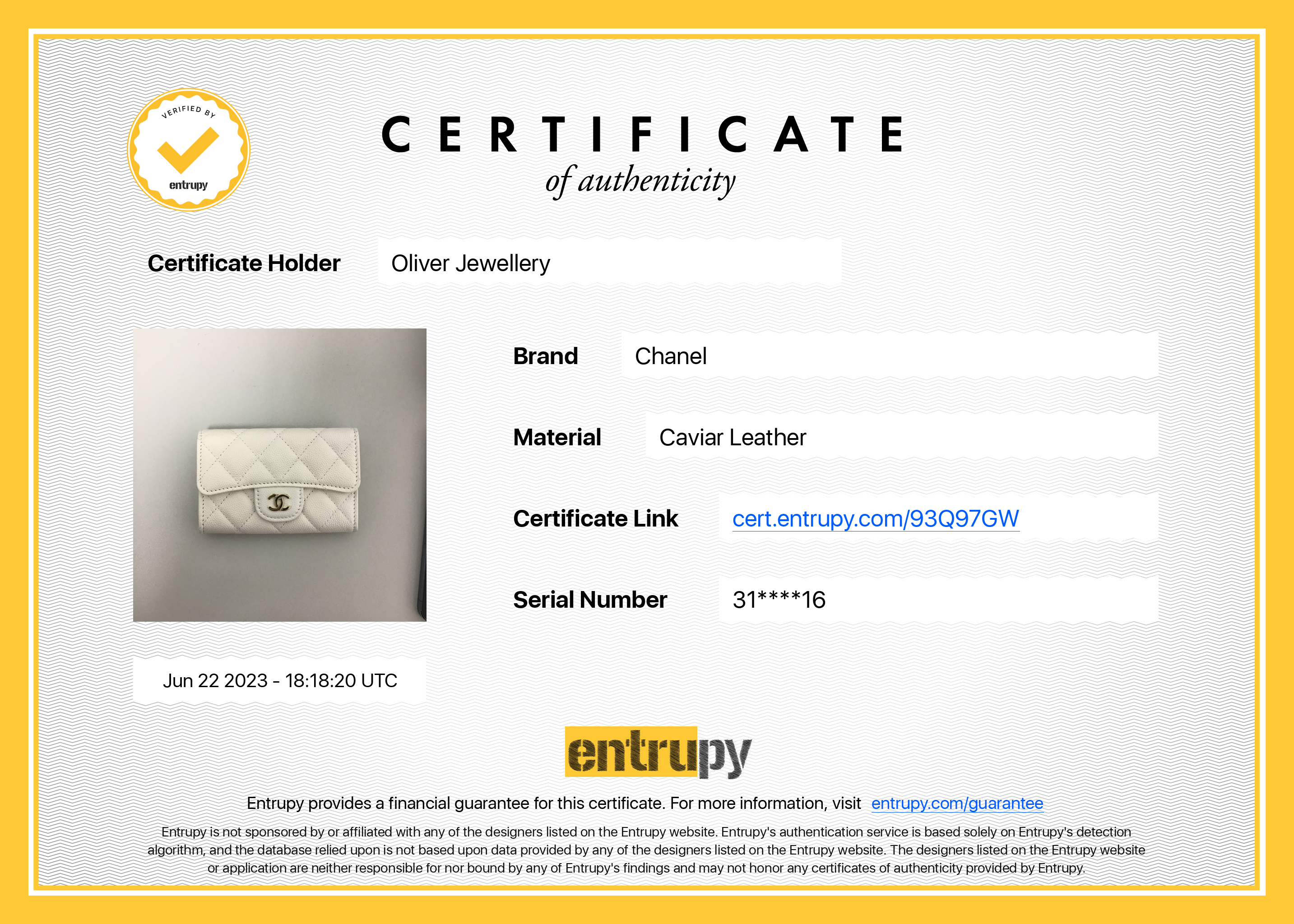 Chanel 2021 White Caviar Classic Flap Card Holder w/ Box & Authenticity Card