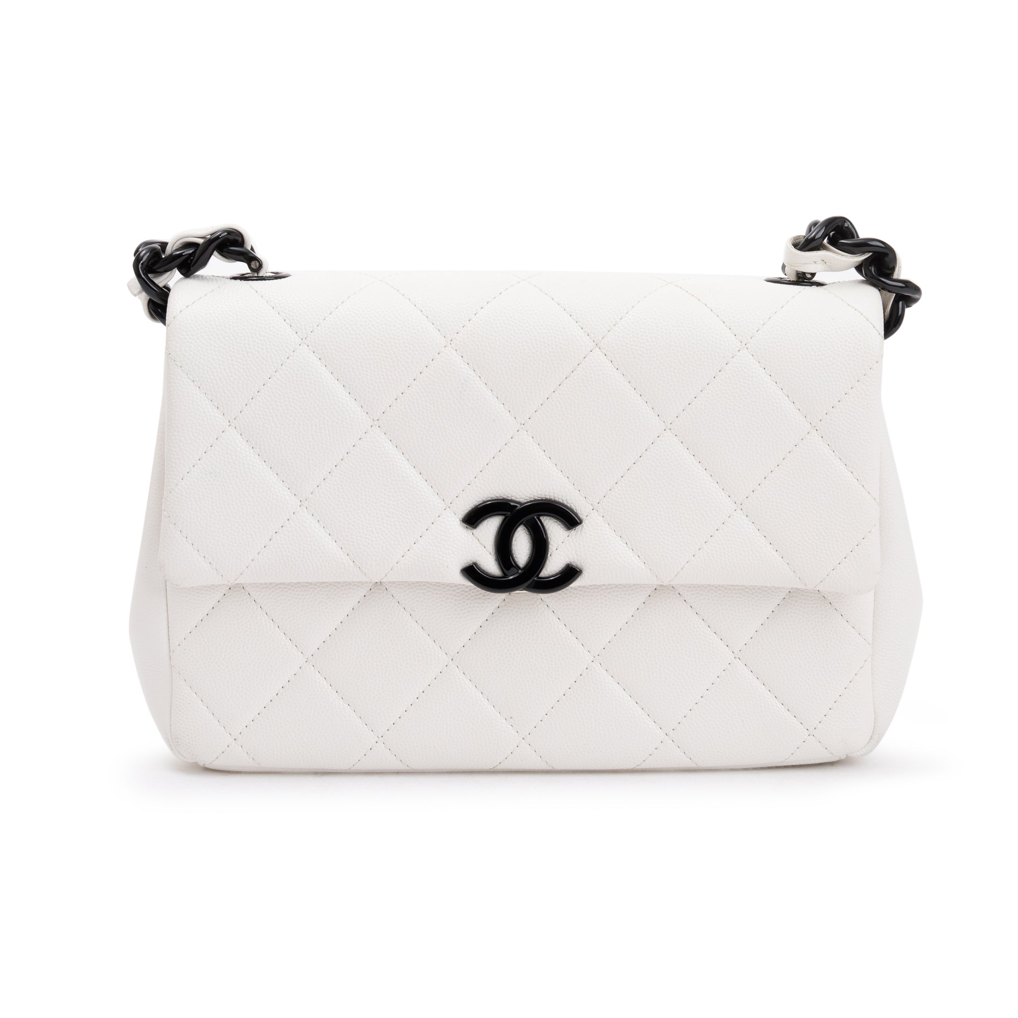 Chanel 2021 White Caviar Leather Small My Everything Flap Bag w/ Box