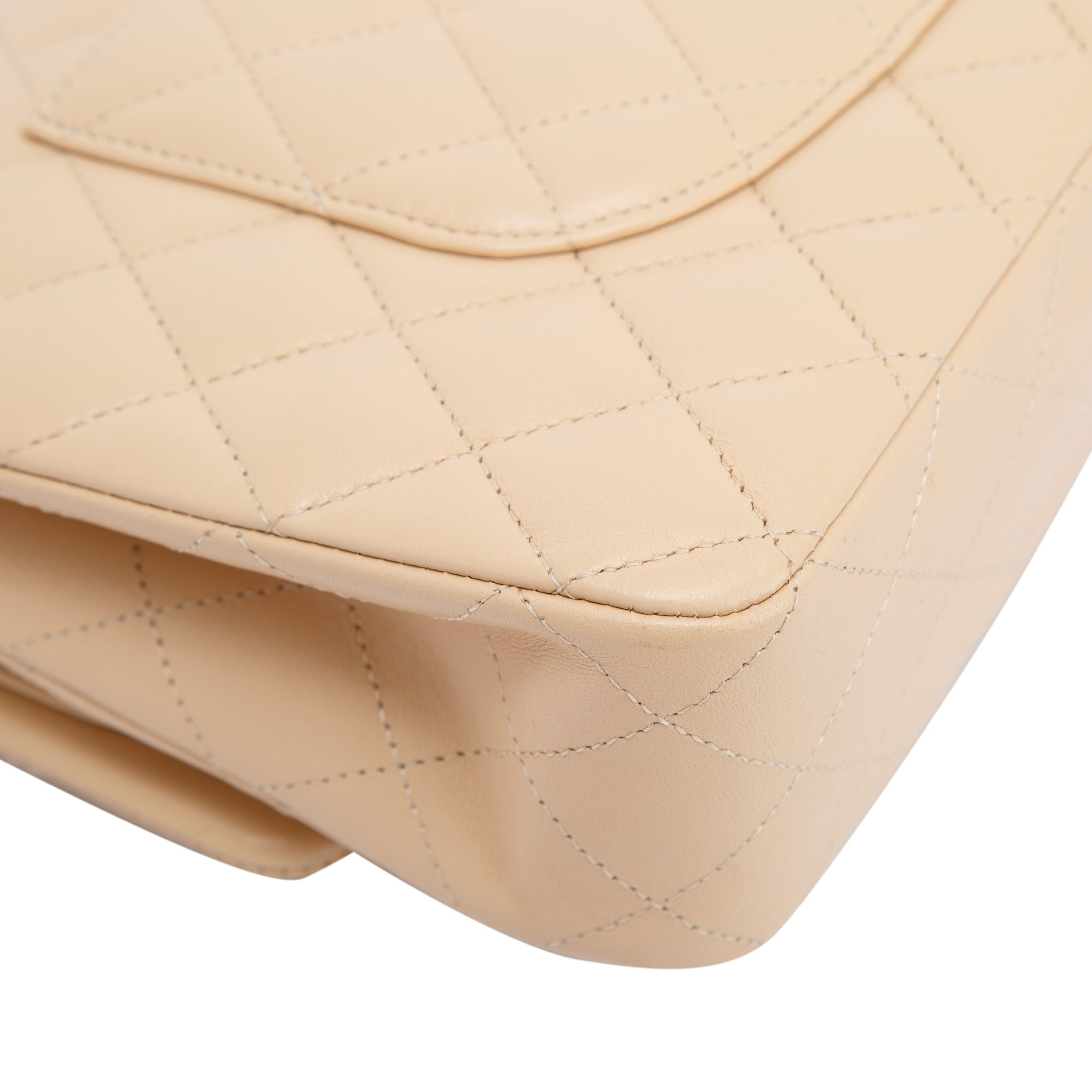 Chanel 2022 Beige Lambskin Classic Medium Double Flap Bag w/ Box & Receipt