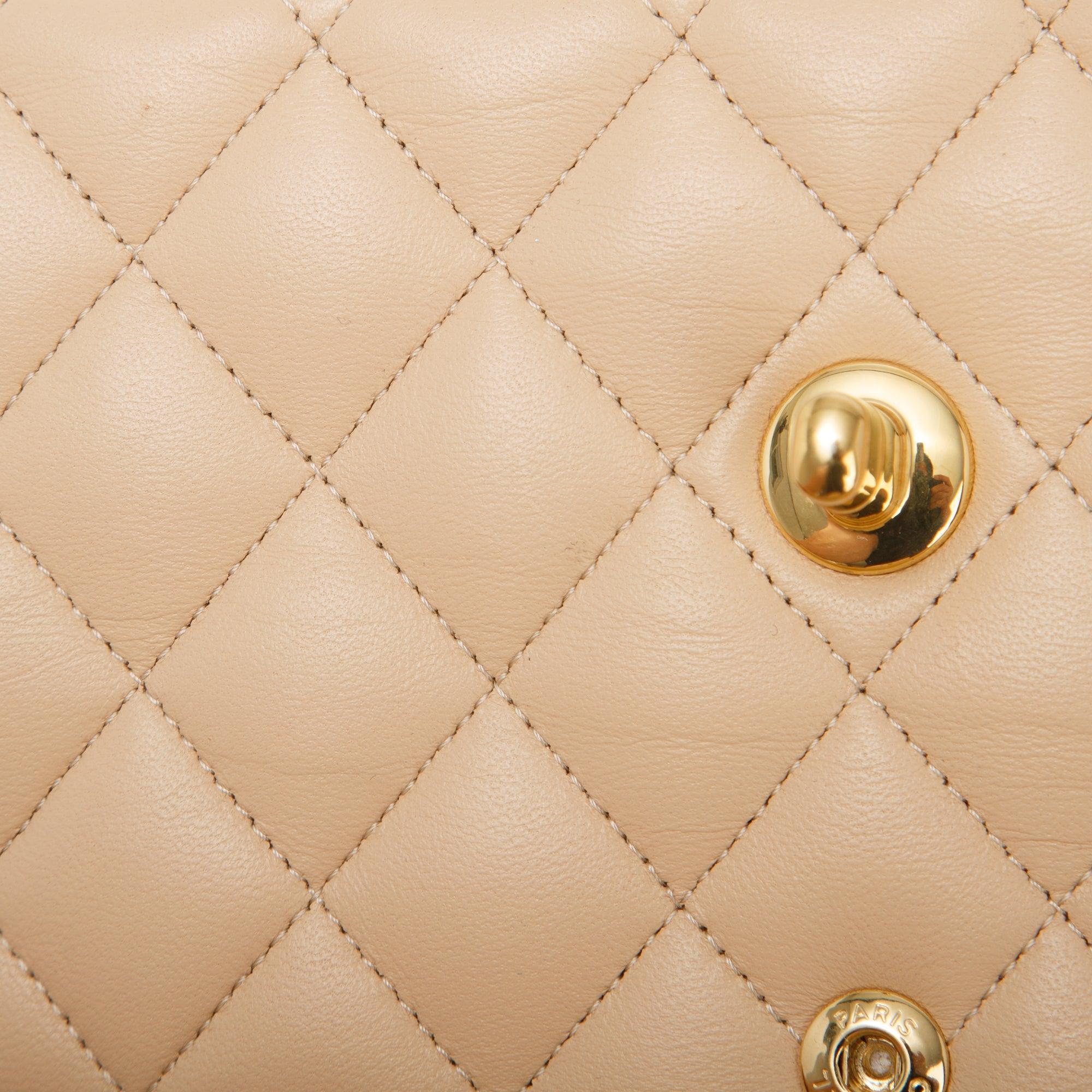 Chanel 2022 Beige Lambskin Classic Medium Double Flap Bag w/ Box & Receipt