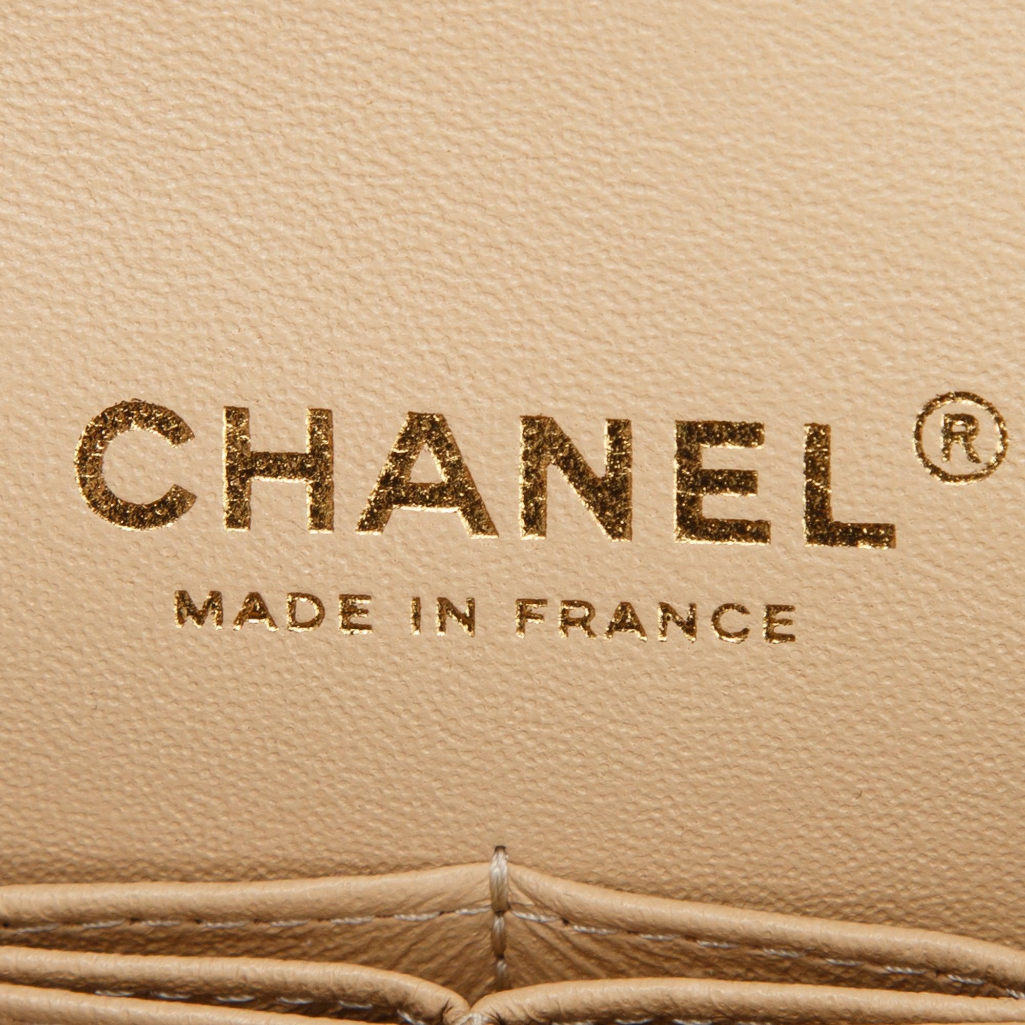 Chanel 2022 Beige Lambskin Classic Medium Double Flap Bag w/ Box & Receipt