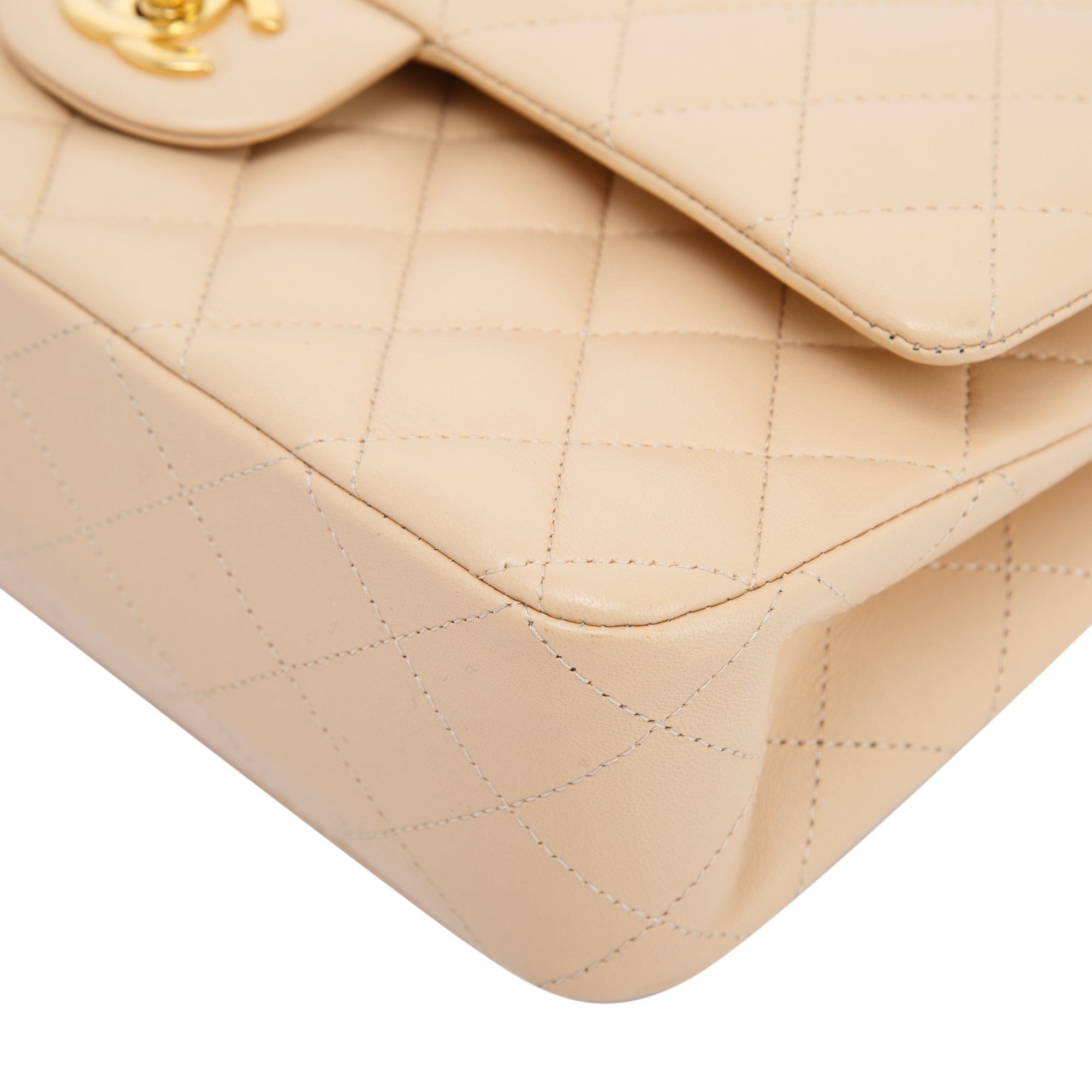 Chanel 2022 Beige Lambskin Classic Medium Double Flap Bag w/ Box & Receipt