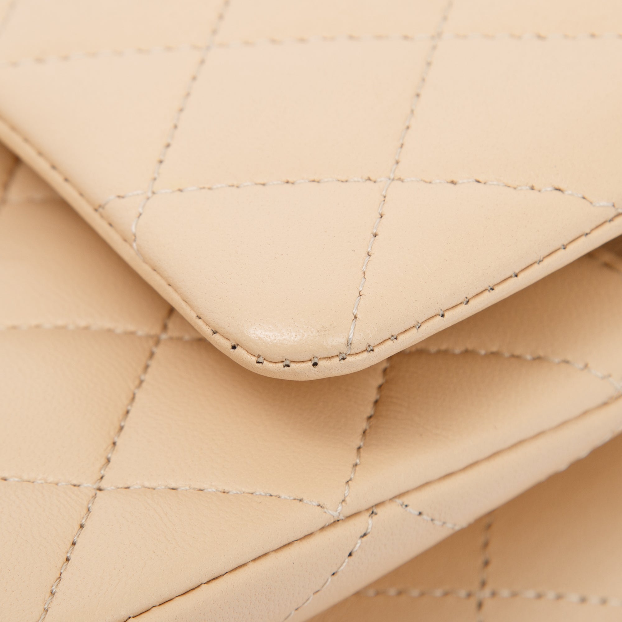 Chanel 2022 Beige Lambskin Classic Medium Double Flap Bag w/ Box & Receipt