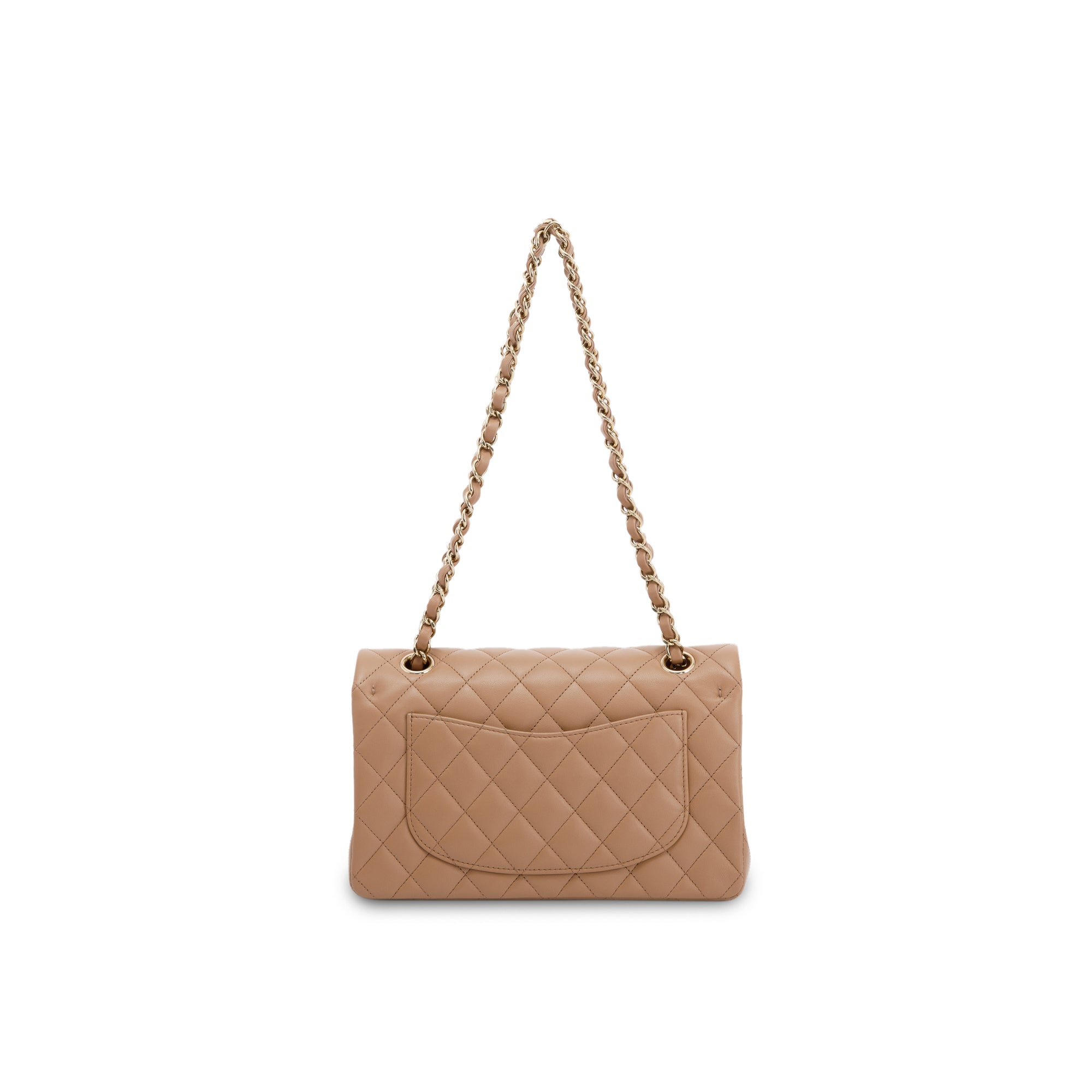 Chanel 2022 Beige Lambskin Small Classic Double Flap Bag w/ Box & Receipt