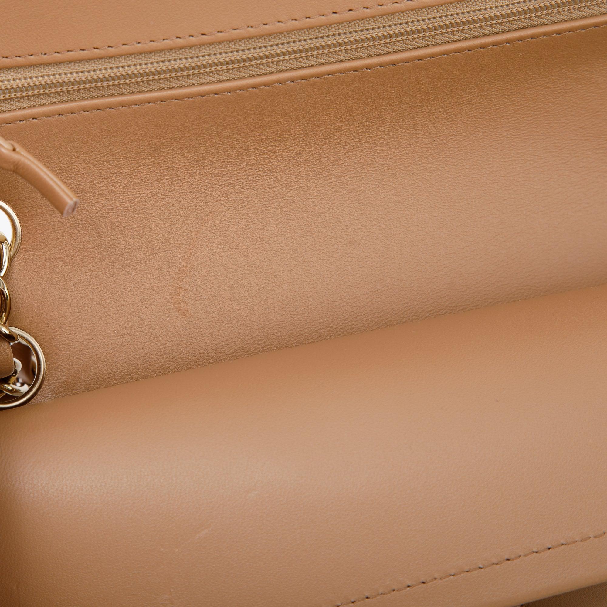 Chanel 2022 Beige Lambskin Small Classic Double Flap Bag w/ Box & Receipt