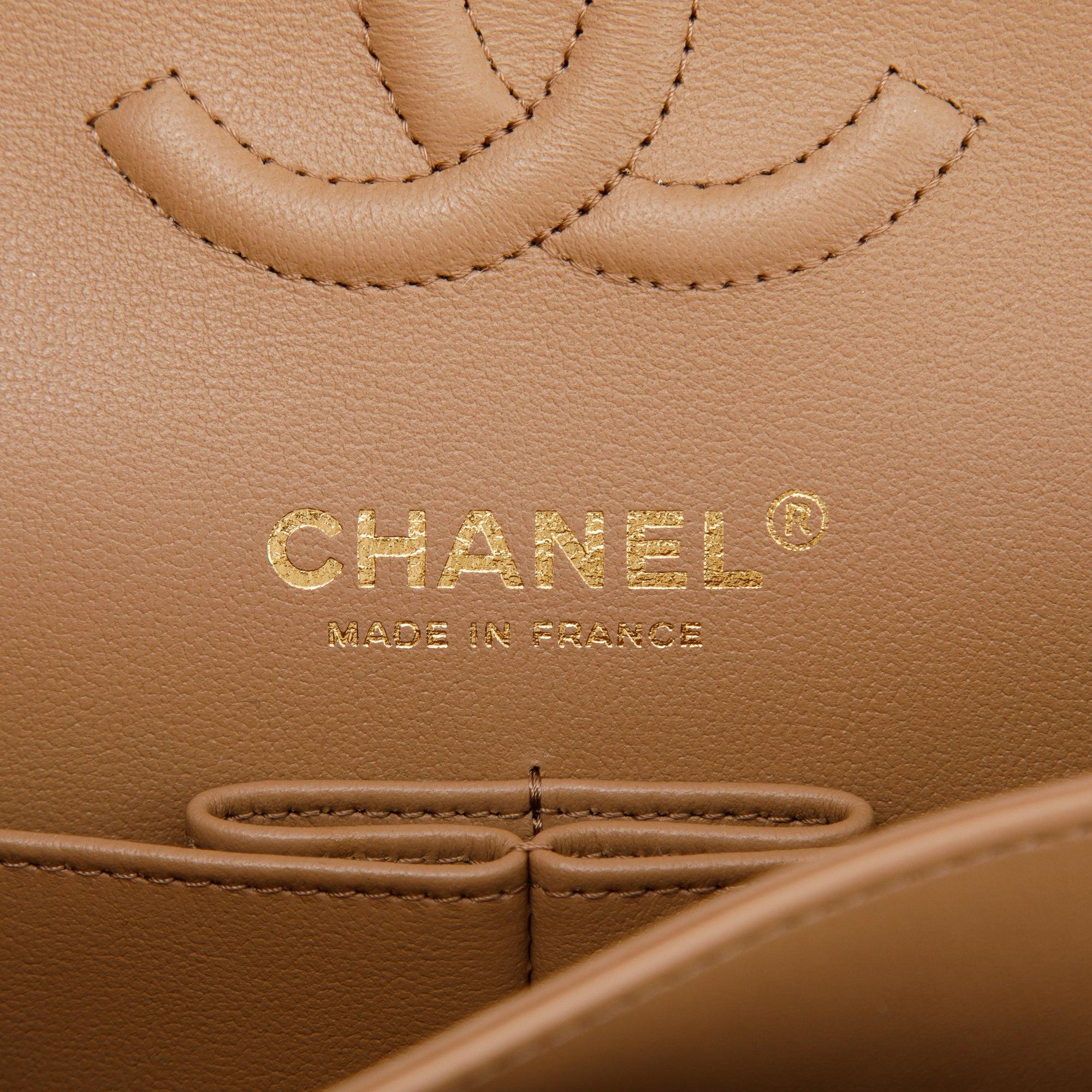 Chanel 2022 Beige Lambskin Small Classic Double Flap Bag w/ Box & Receipt