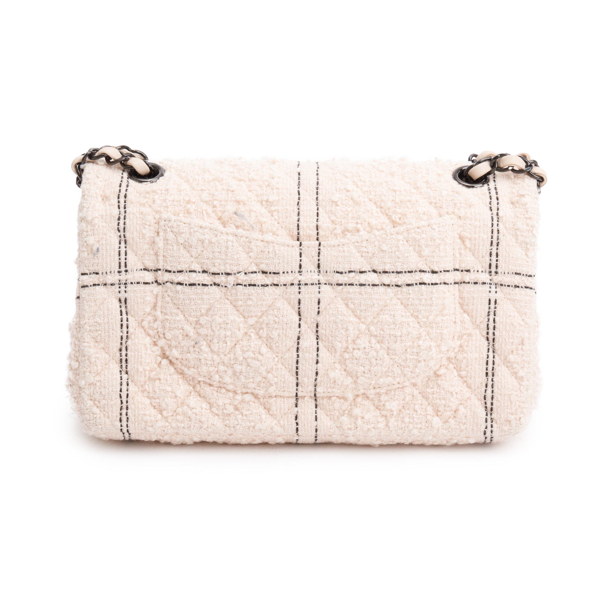Chanel 2022 Beige Wool Tweed Classic Medium Double Flap Bag