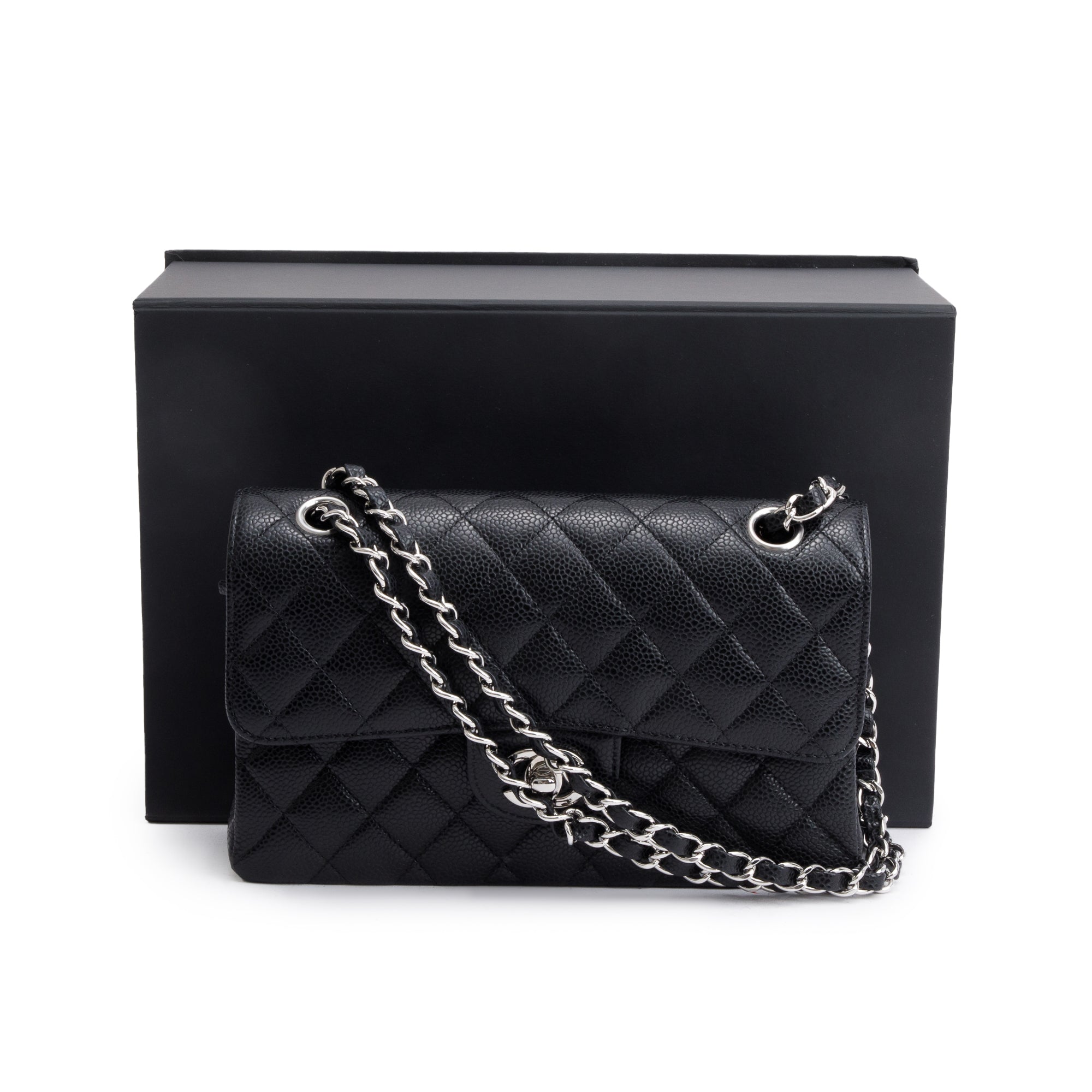 Chanel 2022 Black Caviar Classic Small Double Flap Bag w/ Box