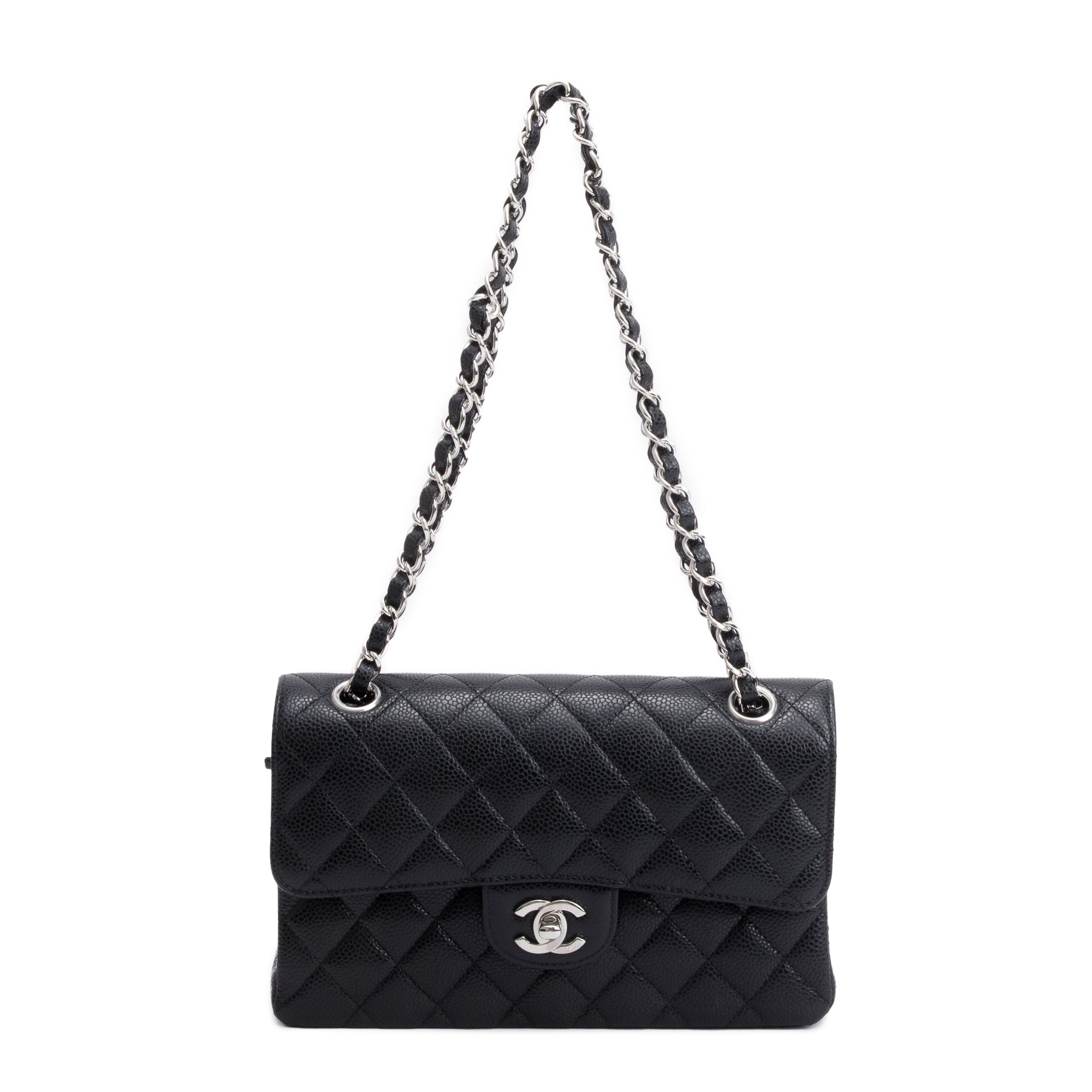 Chanel 2022 Black Caviar Classic Small Double Flap Bag w/ Box
