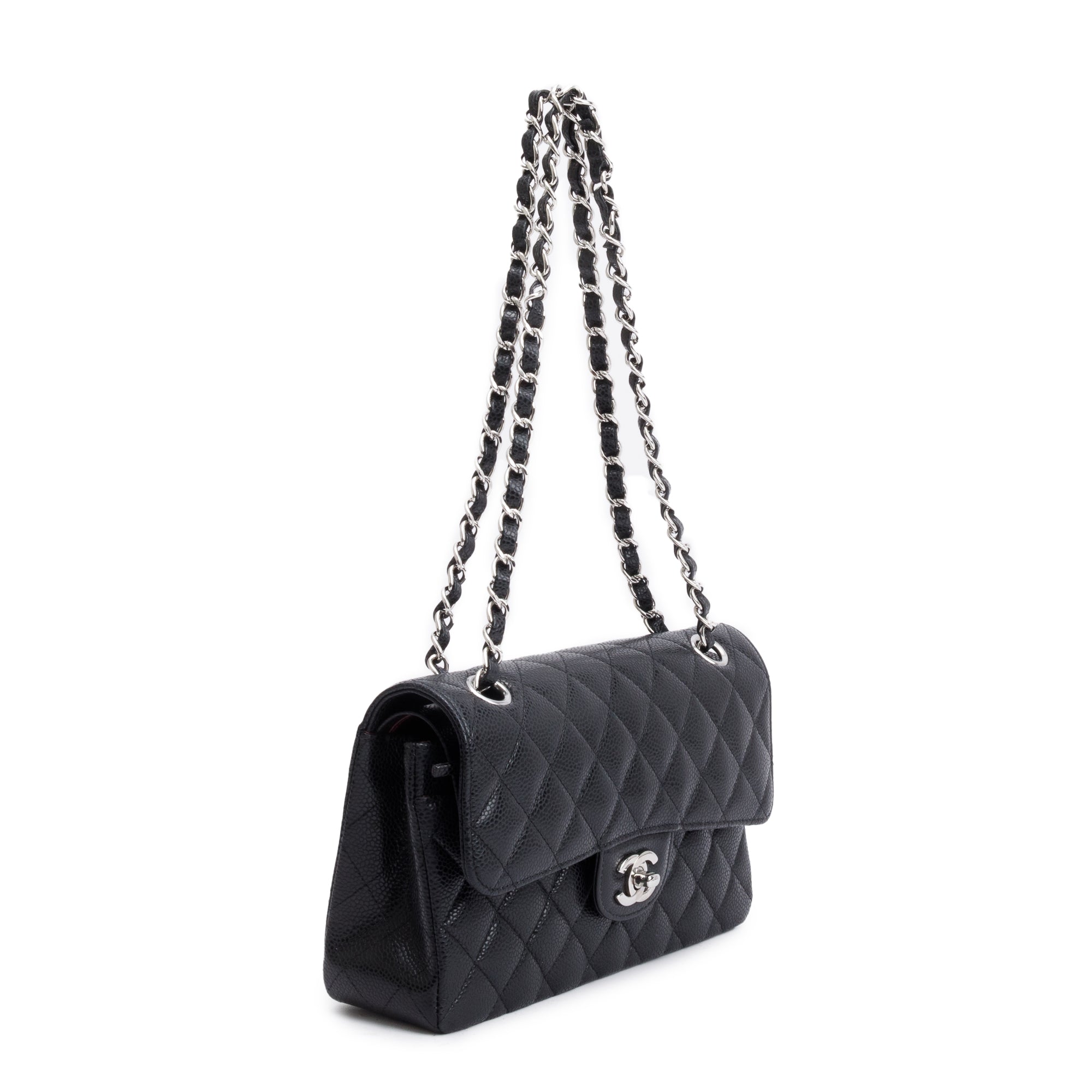 Chanel 2022 Black Caviar Classic Small Double Flap Bag w/ Box