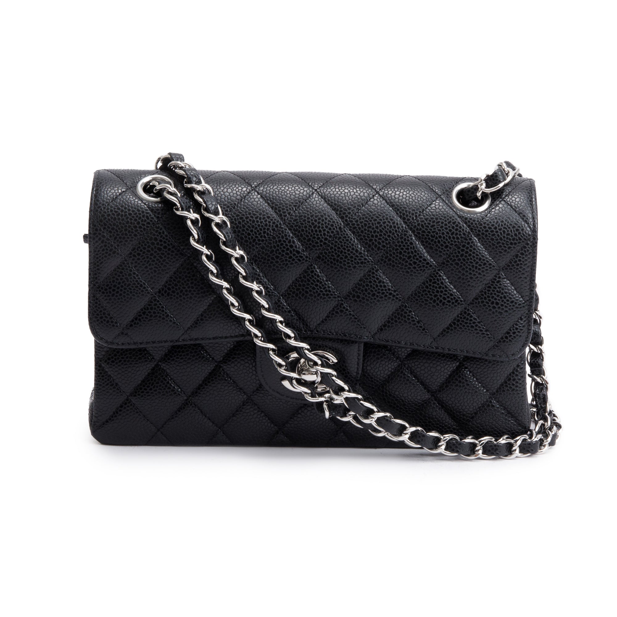 Chanel 2022 Black Caviar Classic Small Double Flap Bag w/ Box