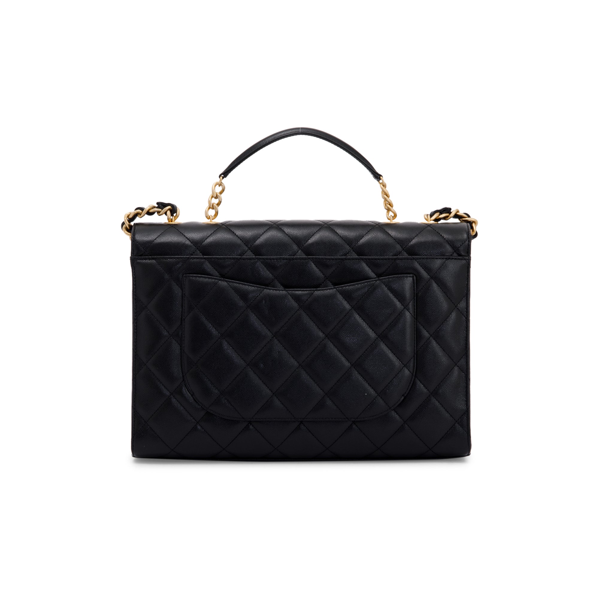 Chanel 2022 Black Caviar Large CC Flap Briefcase