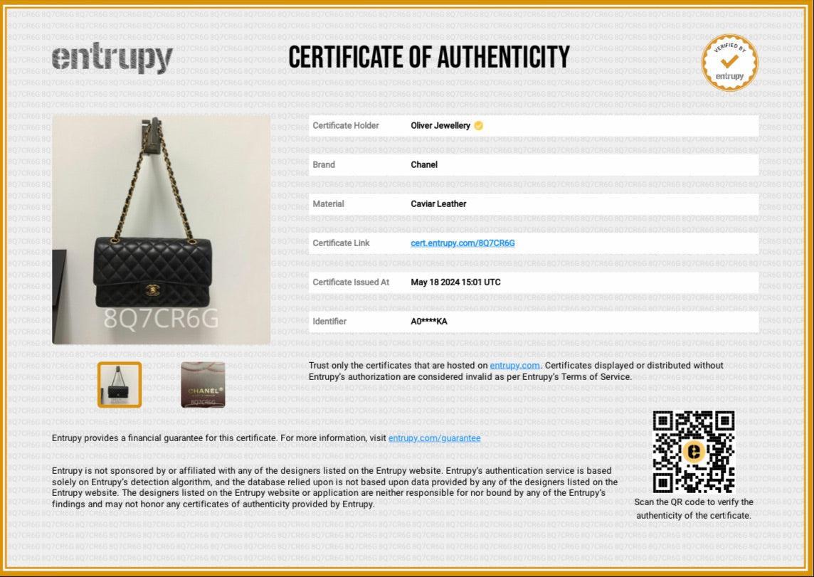 Chanel 2022 Black Caviar Leather Medium Classic Double Classic Flap Bag w/ Box & Receipt