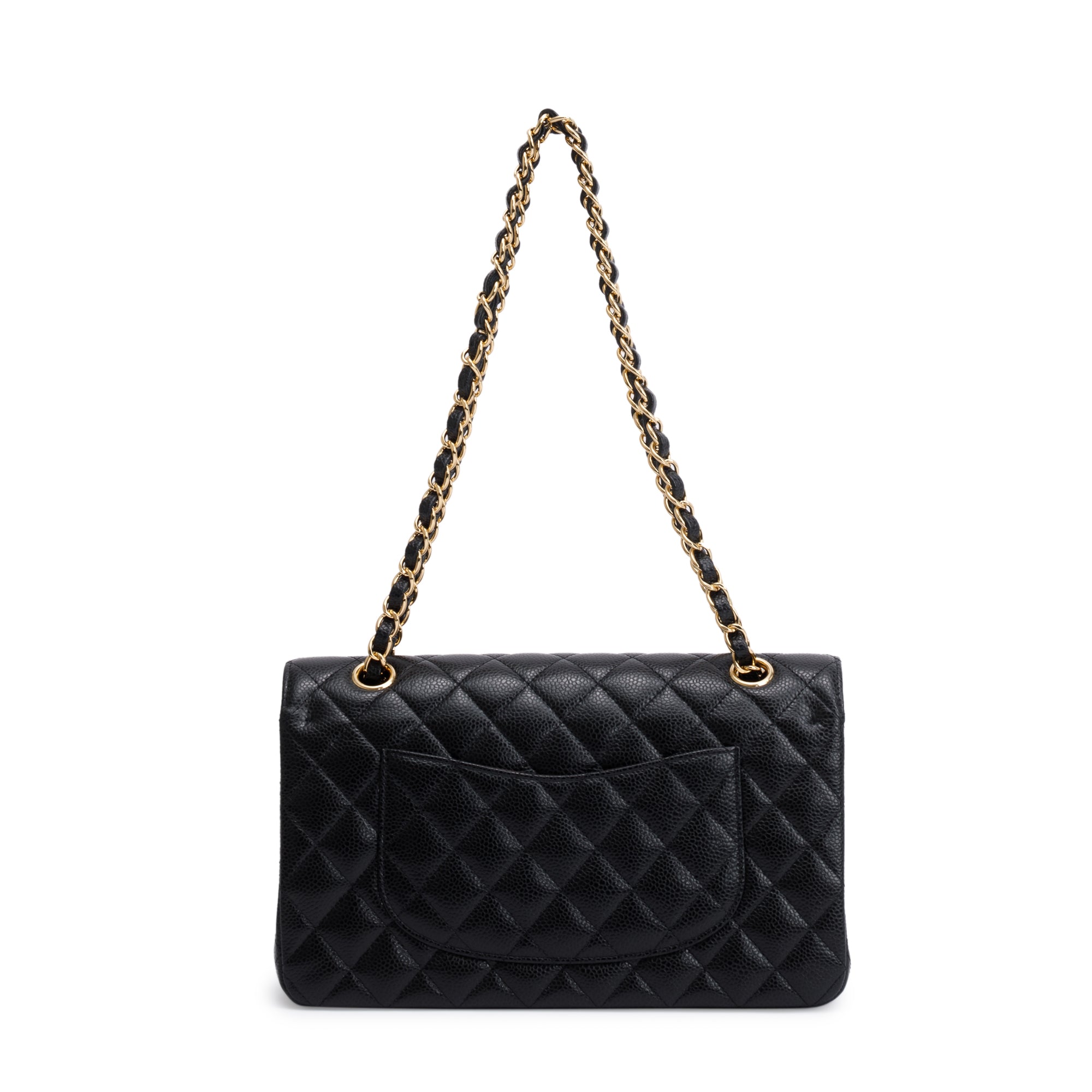 Chanel 2022 Black Caviar Leather Medium Classic Double Classic Flap Bag w/ Box & Receipt