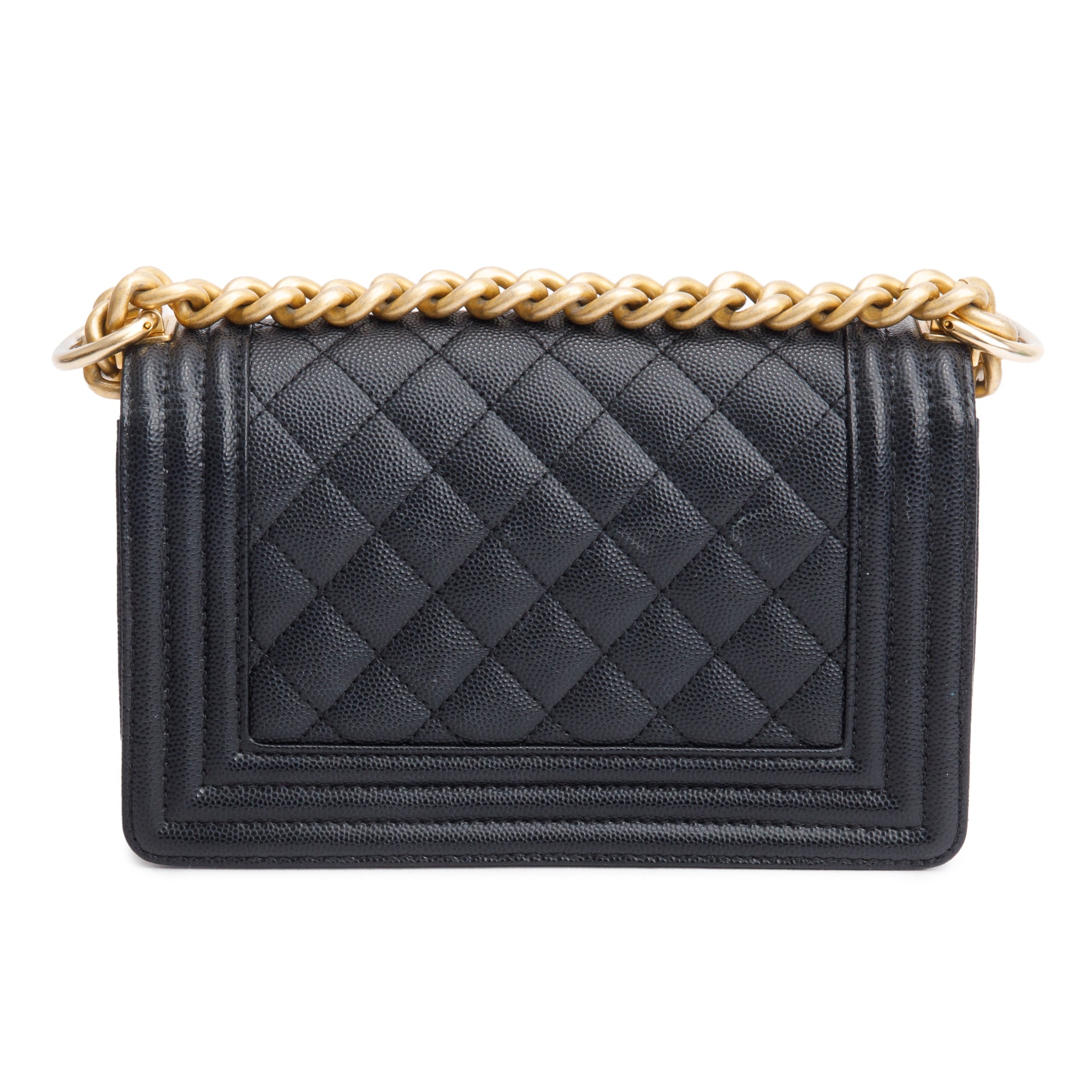 Chanel 2022 Black Caviar Leather Small Boy Bag
