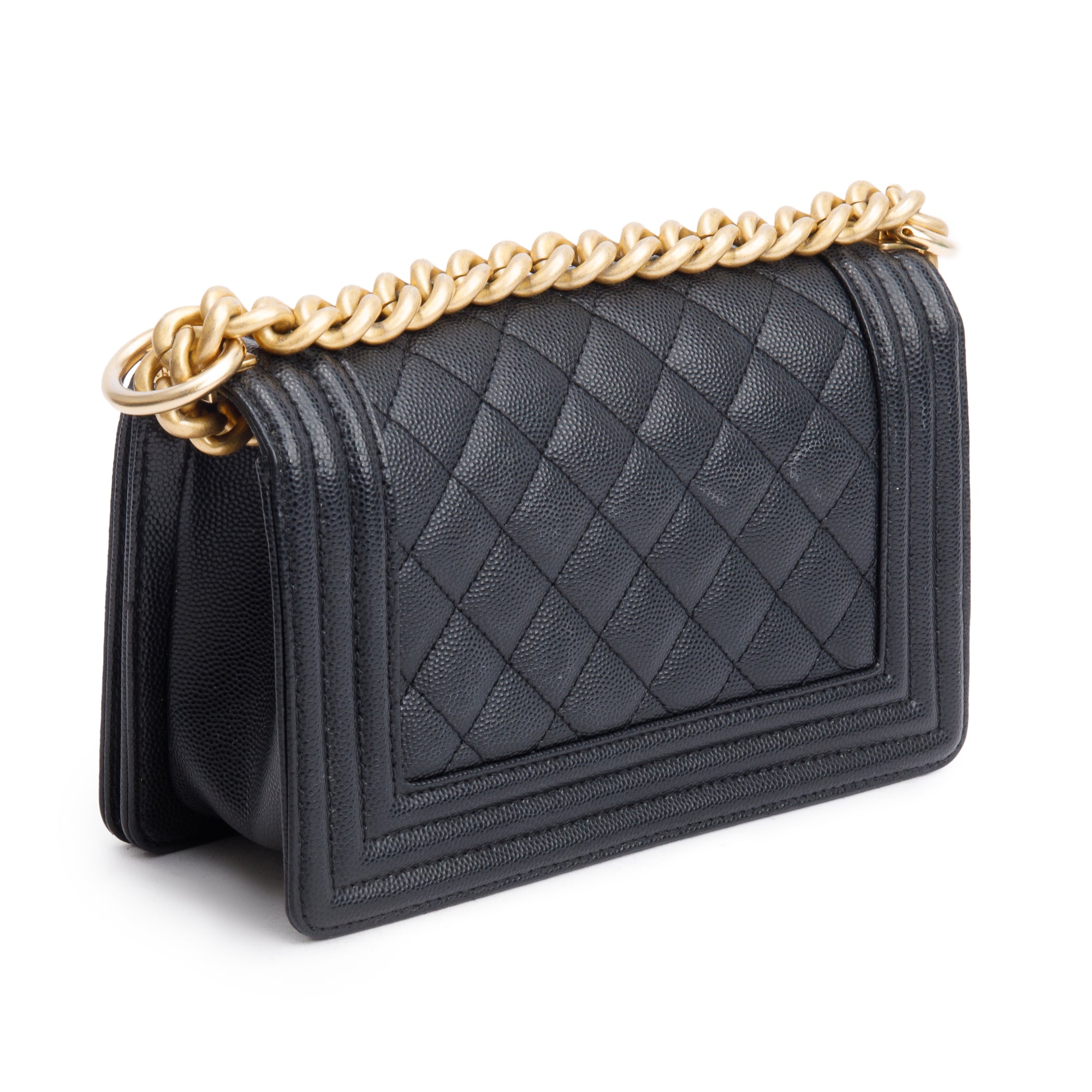 Chanel 2022 Black Caviar Leather Small Boy Bag