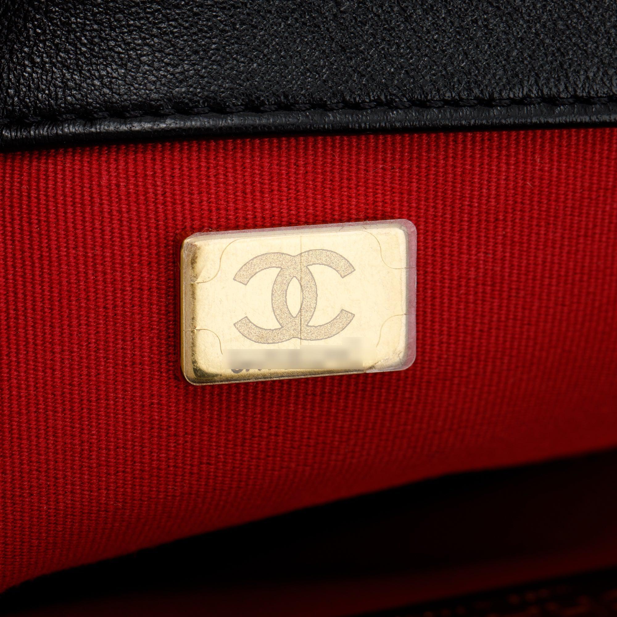 Chanel 2022 Black Lambskin Leather Medium 19 Flap Bag