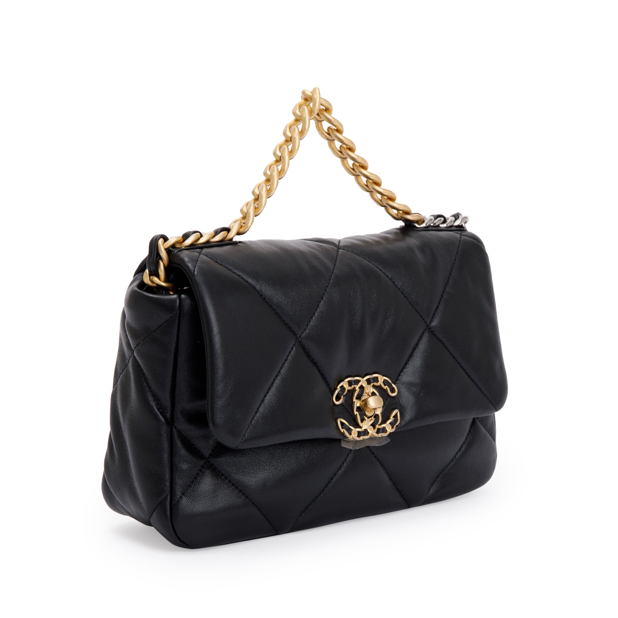 Chanel 2022 Black Lambskin Leather Medium 19 Flap Bag