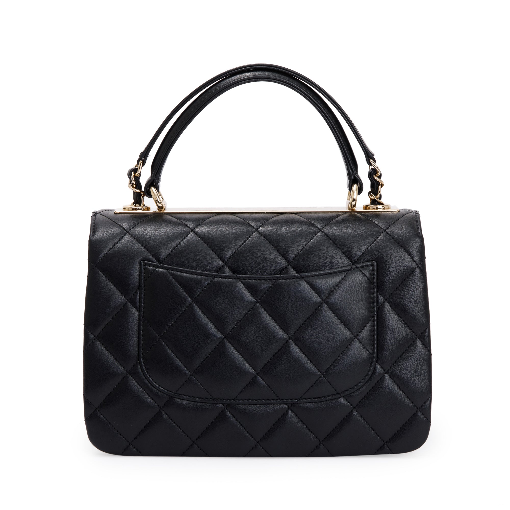 Chanel 2022 Black Lambskin Trendy CC Small Top Handle Flap Bag