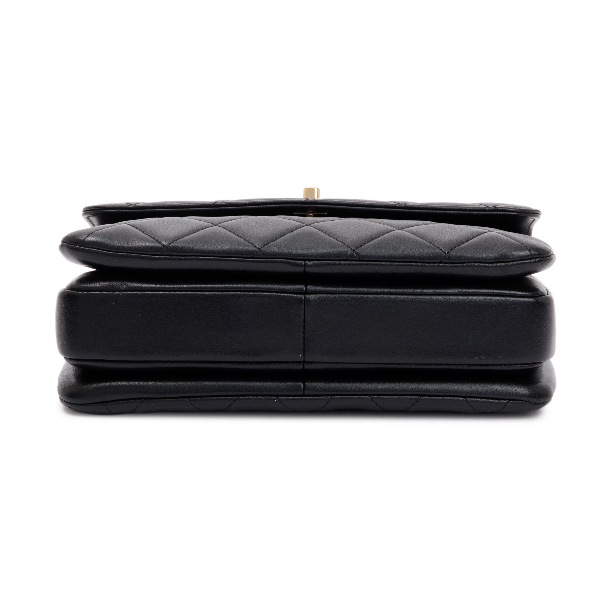 Chanel 2022 Black Lambskin Trendy CC Small Top Handle Flap Bag w/ Box & Receipt