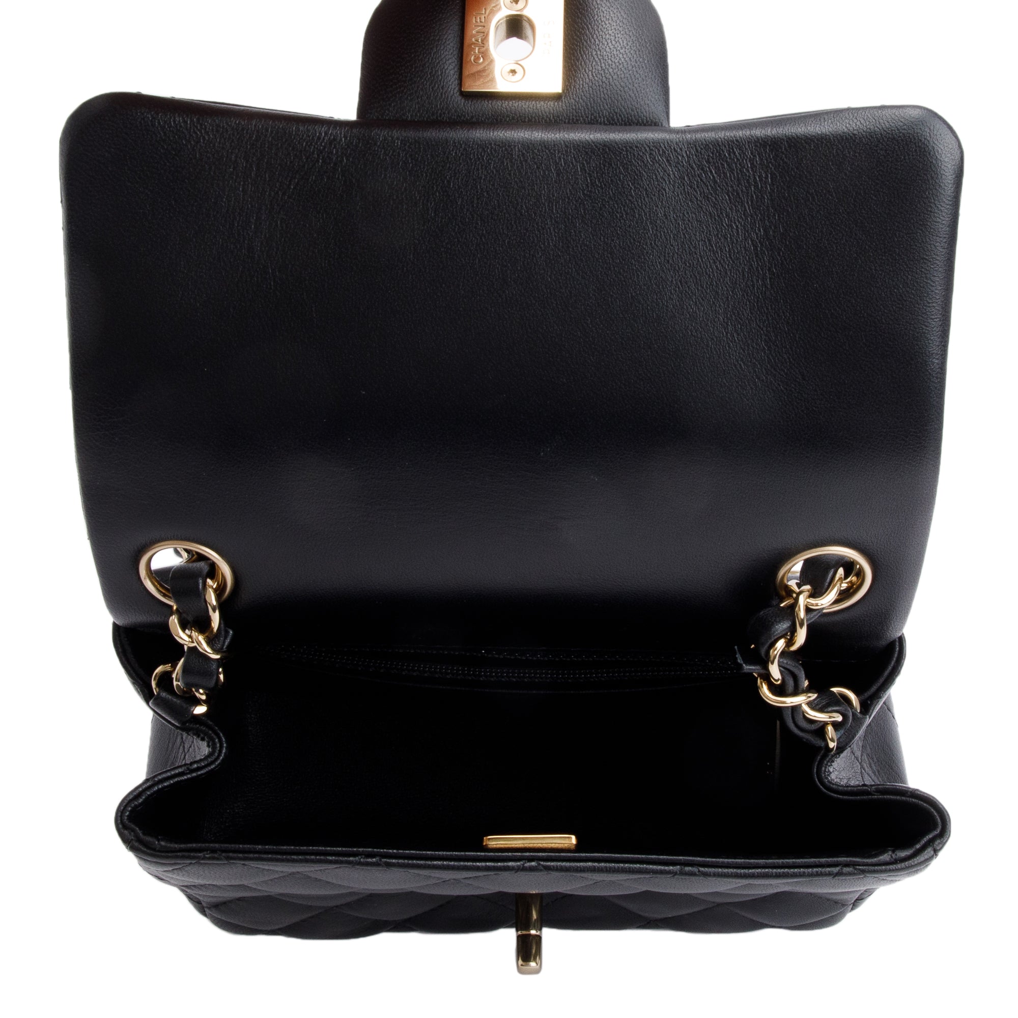 Chanel 2022 Black Quilted Calfskin Leather Classic Square Mini Flap Bag w/ Box & Receipt