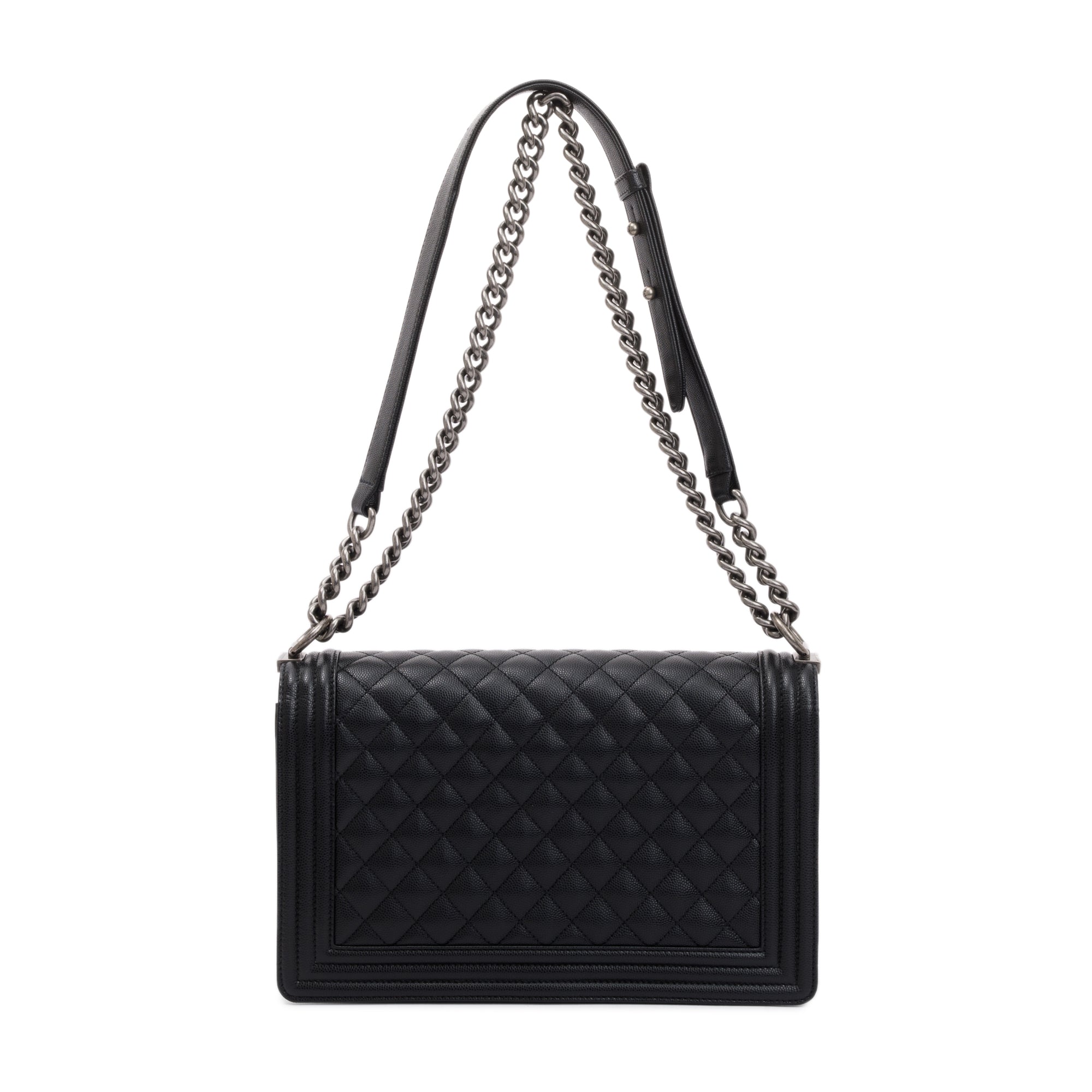 Chanel 2022 Black Quilted Caviar Large Boy Bag