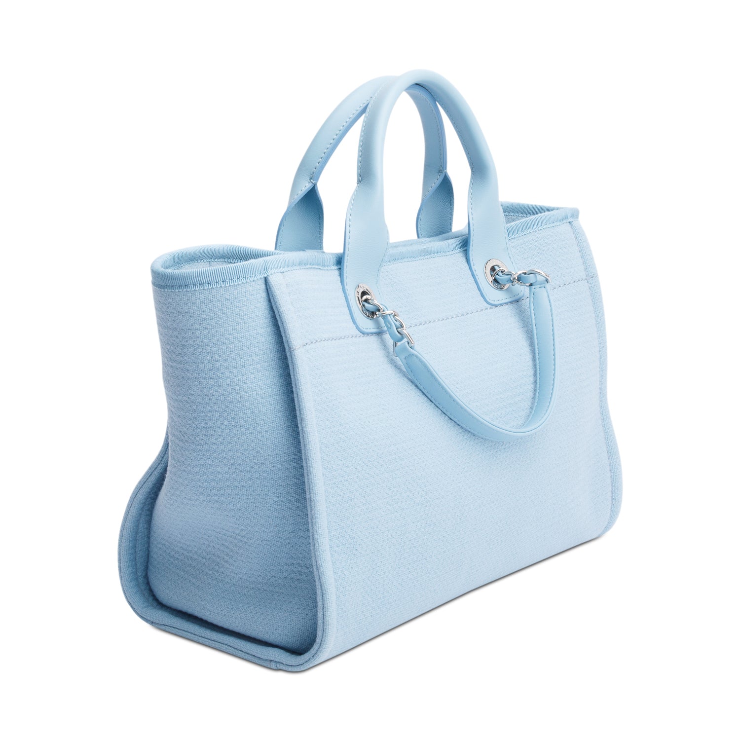 Chanel 2022 Blue Mixed Fibers Small Deauville Tote w/ Pouch & Box