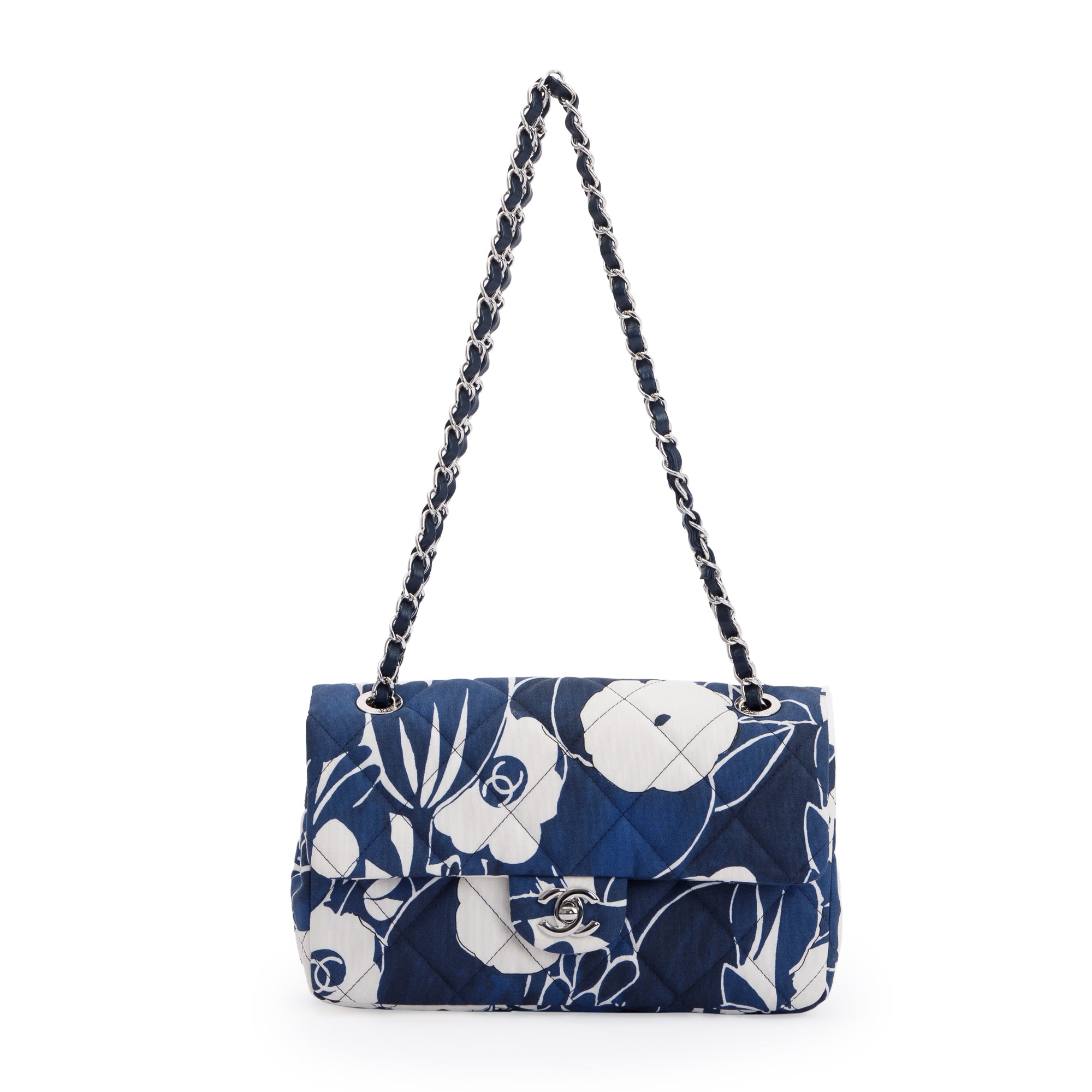 Chanel 2022 Floral Printed Silk CC Medium Single Flap Bag w/ Box