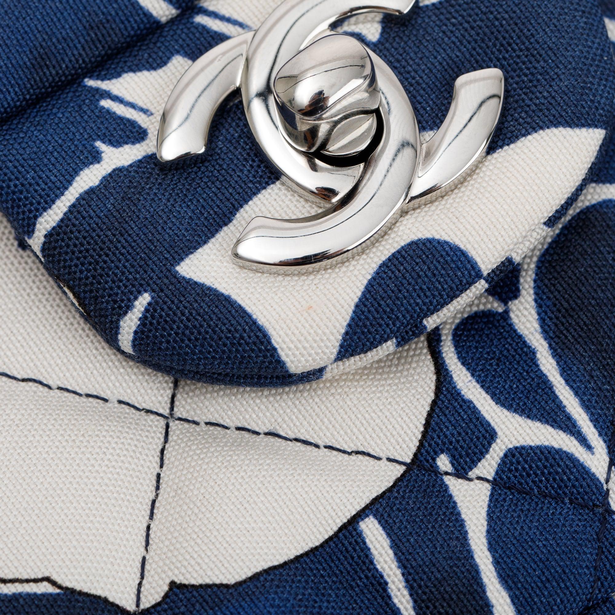 Chanel 2022 Floral Printed Silk CC Medium Single Flap Bag w/ Box