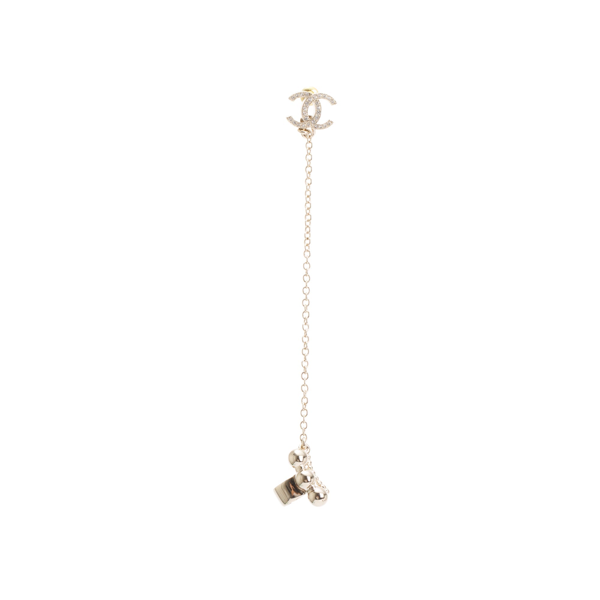 Chanel 2022 Gold Plated Strass CC Ear Cuff, Stud, & Enhancer Earrings