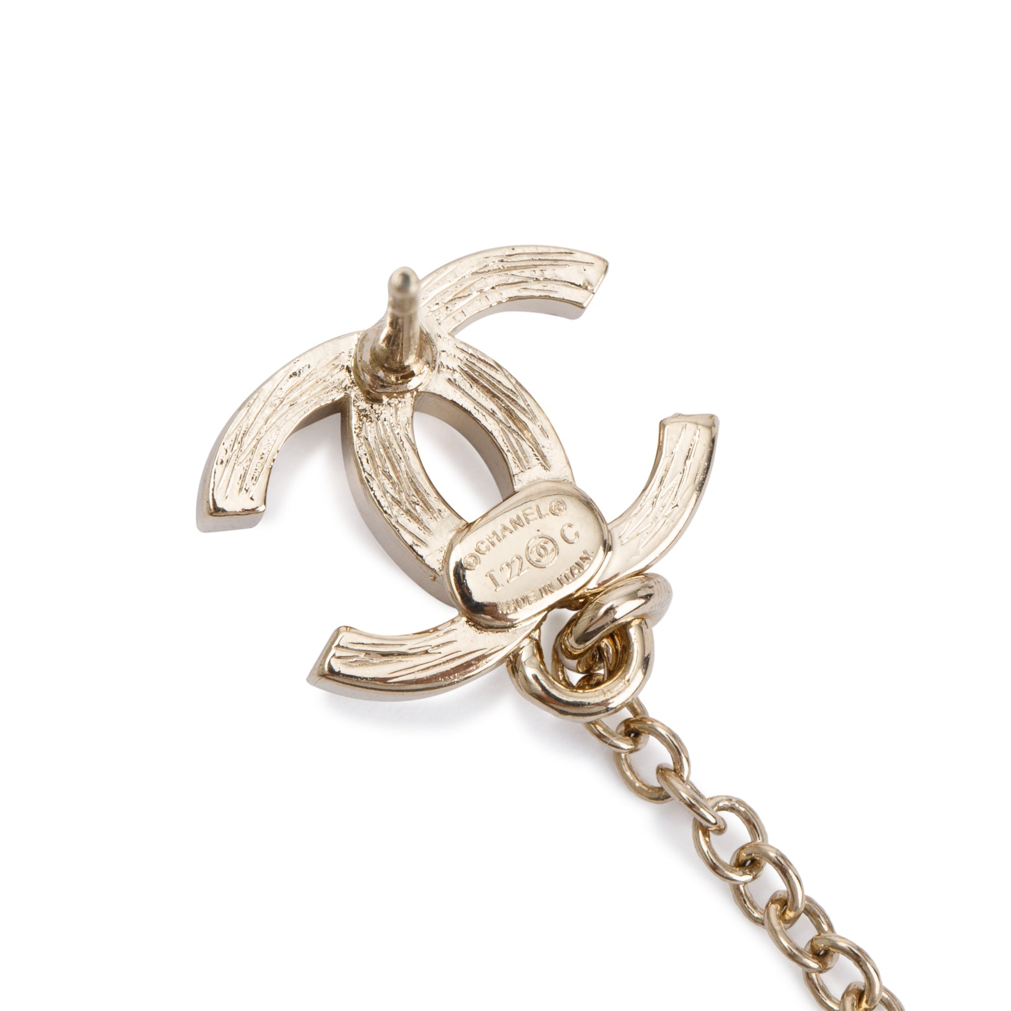 Chanel 2022 Gold Plated Strass CC Ear Cuff, Stud, & Enhancer Earrings