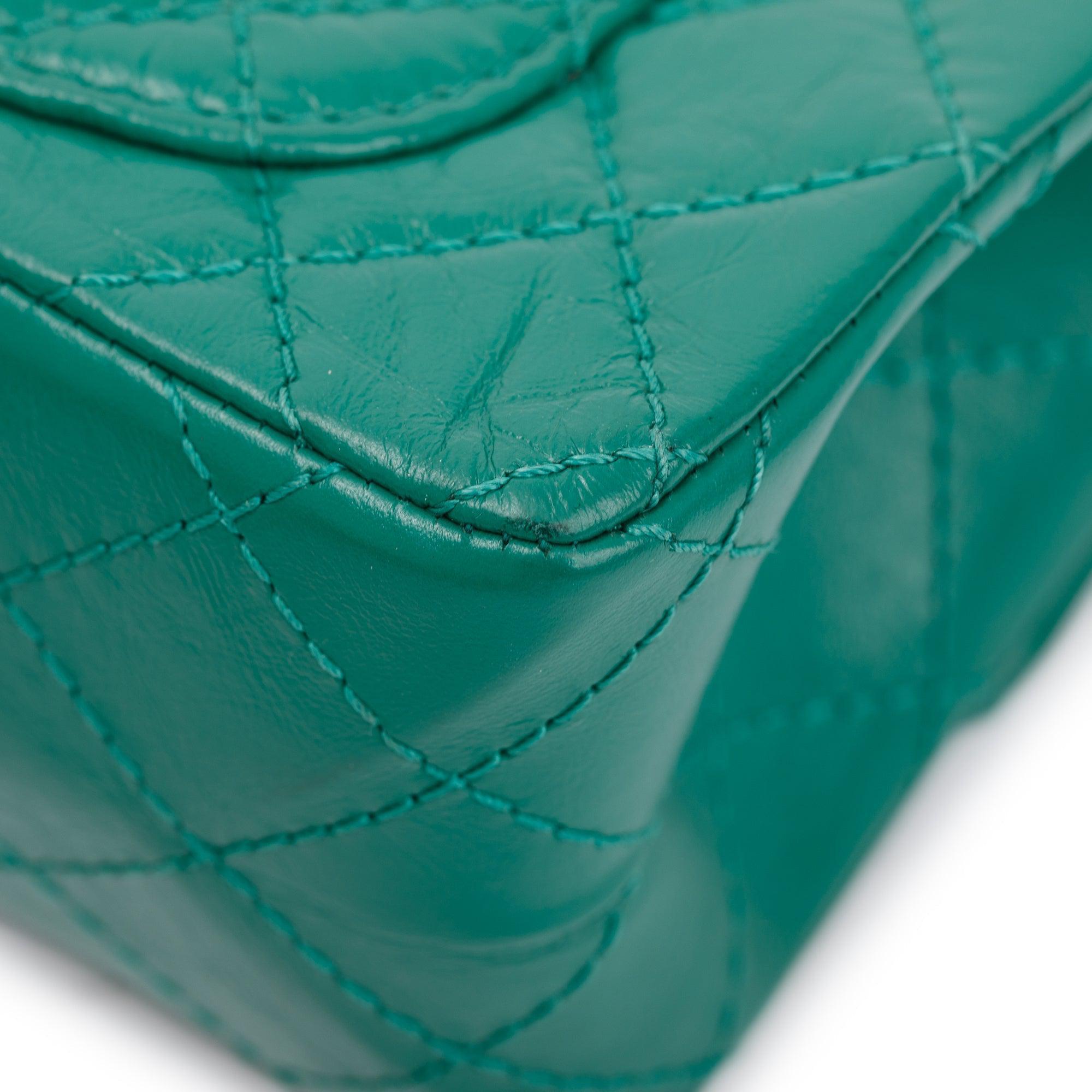 Chanel 2022 Green Aged Calfskin Leather Mini 2.55 Reissue Flap Bag