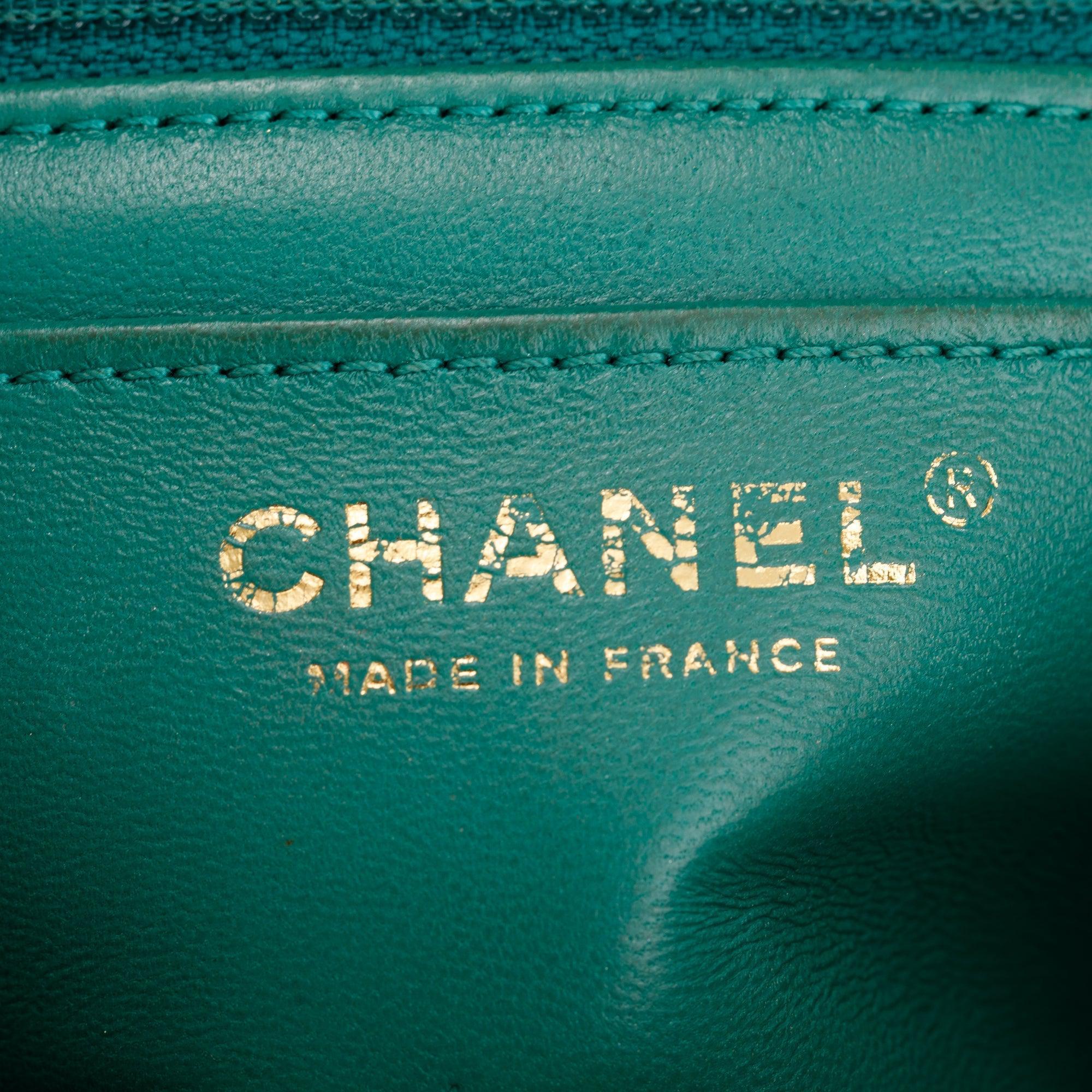 Chanel 2022 Green Aged Calfskin Leather Mini 2.55 Reissue Flap Bag