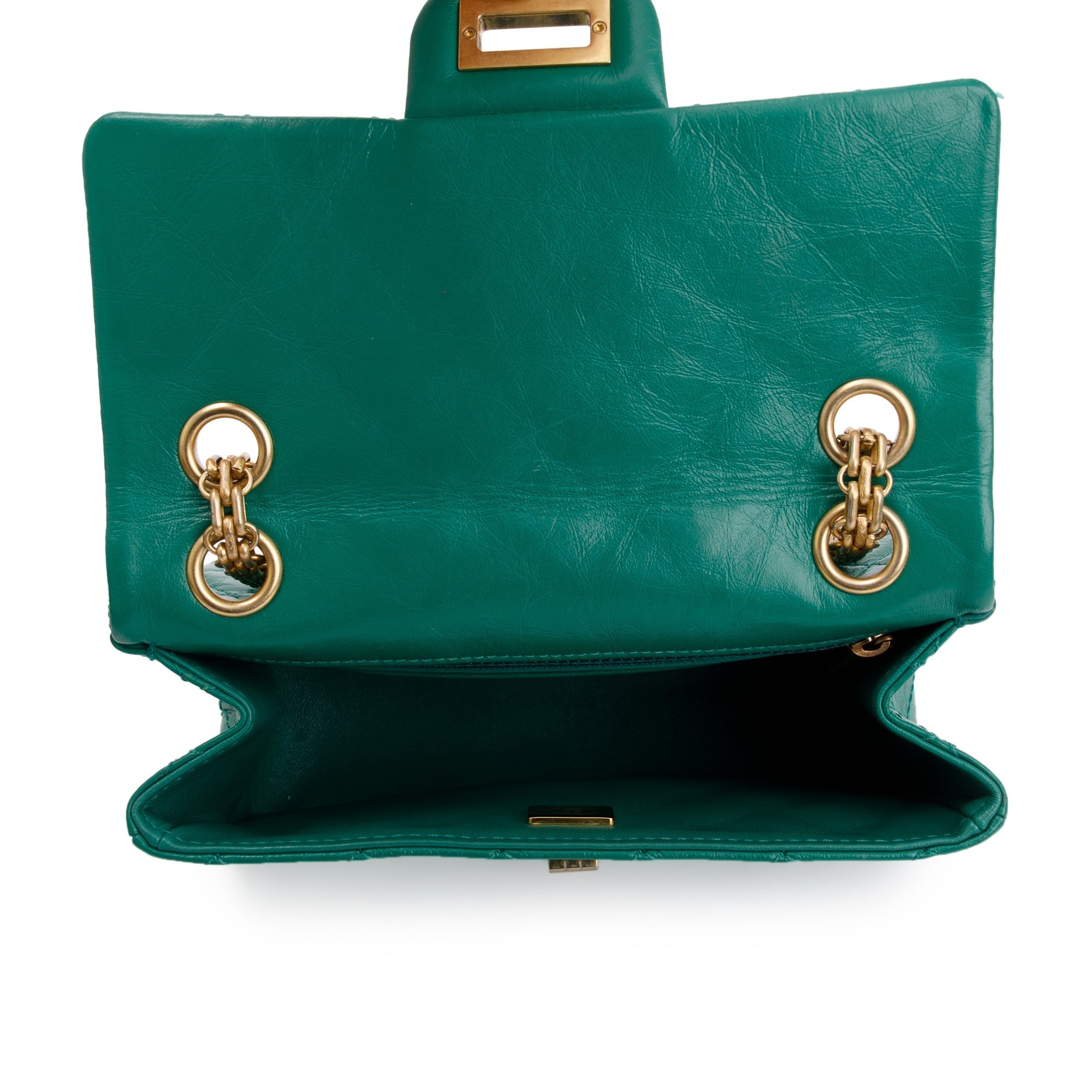 Chanel 2022 Green Aged Calfskin Leather Mini 2.55 Reissue Flap Bag