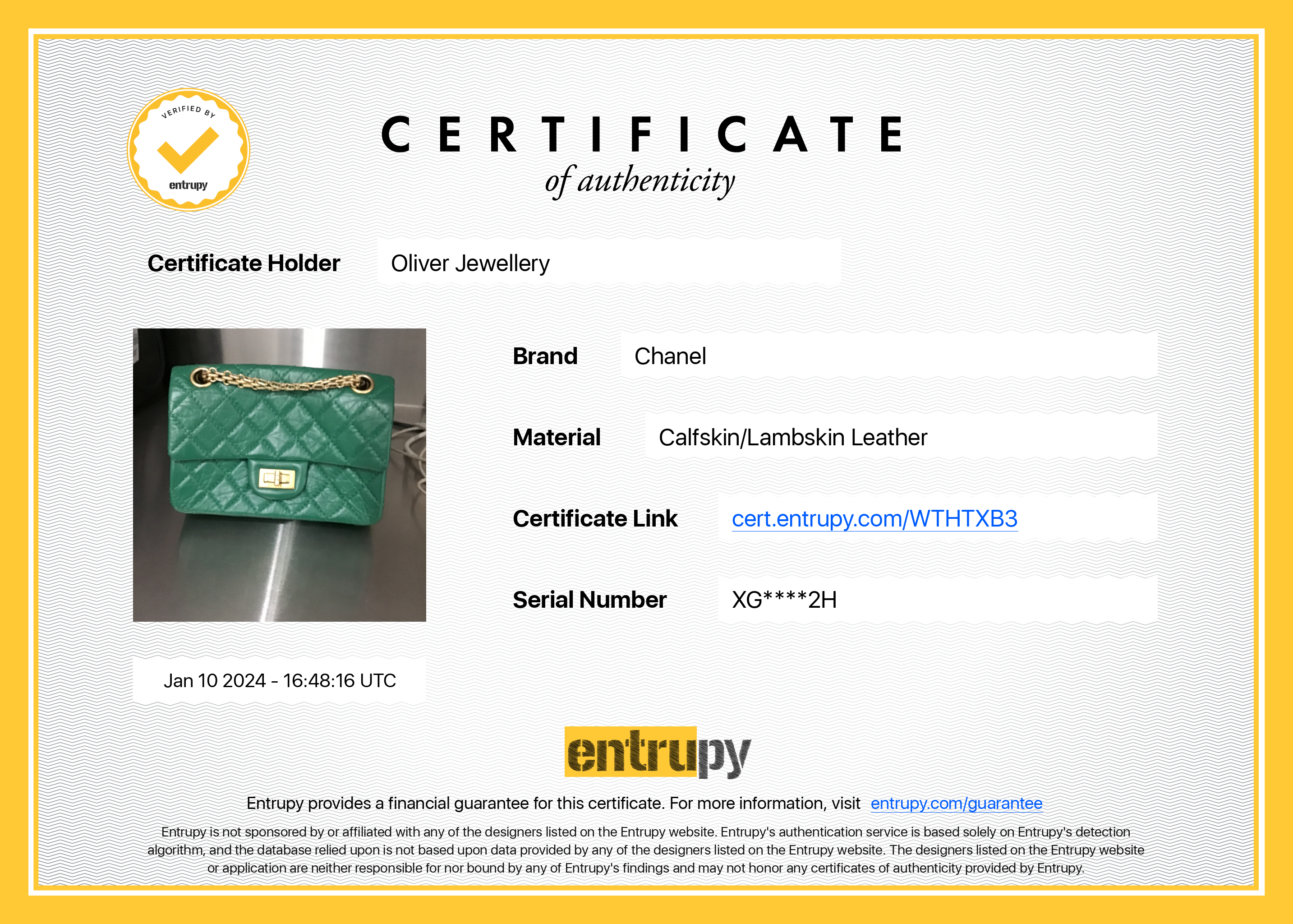 Chanel 2022 Green Aged Calfskin Leather Mini 2.55 Reissue Flap Bag