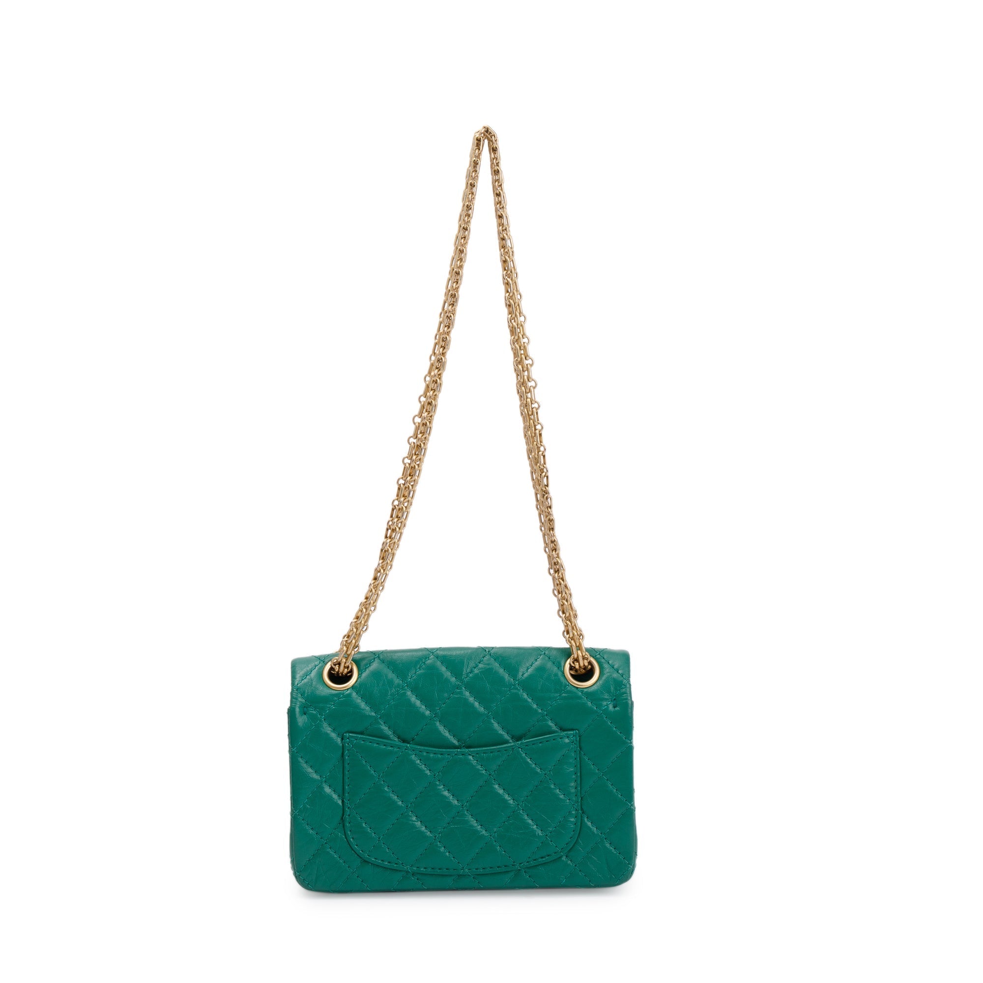 Chanel 2022 Green Aged Calfskin Leather Mini 2.55 Reissue Flap Bag