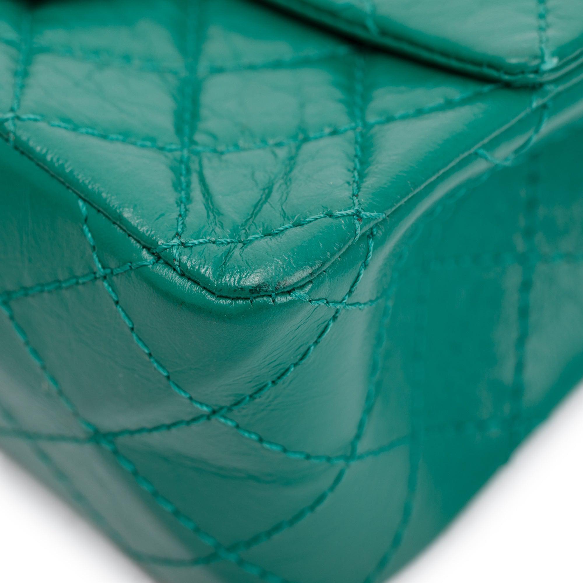 Chanel 2022 Green Aged Calfskin Leather Mini 2.55 Reissue Flap Bag