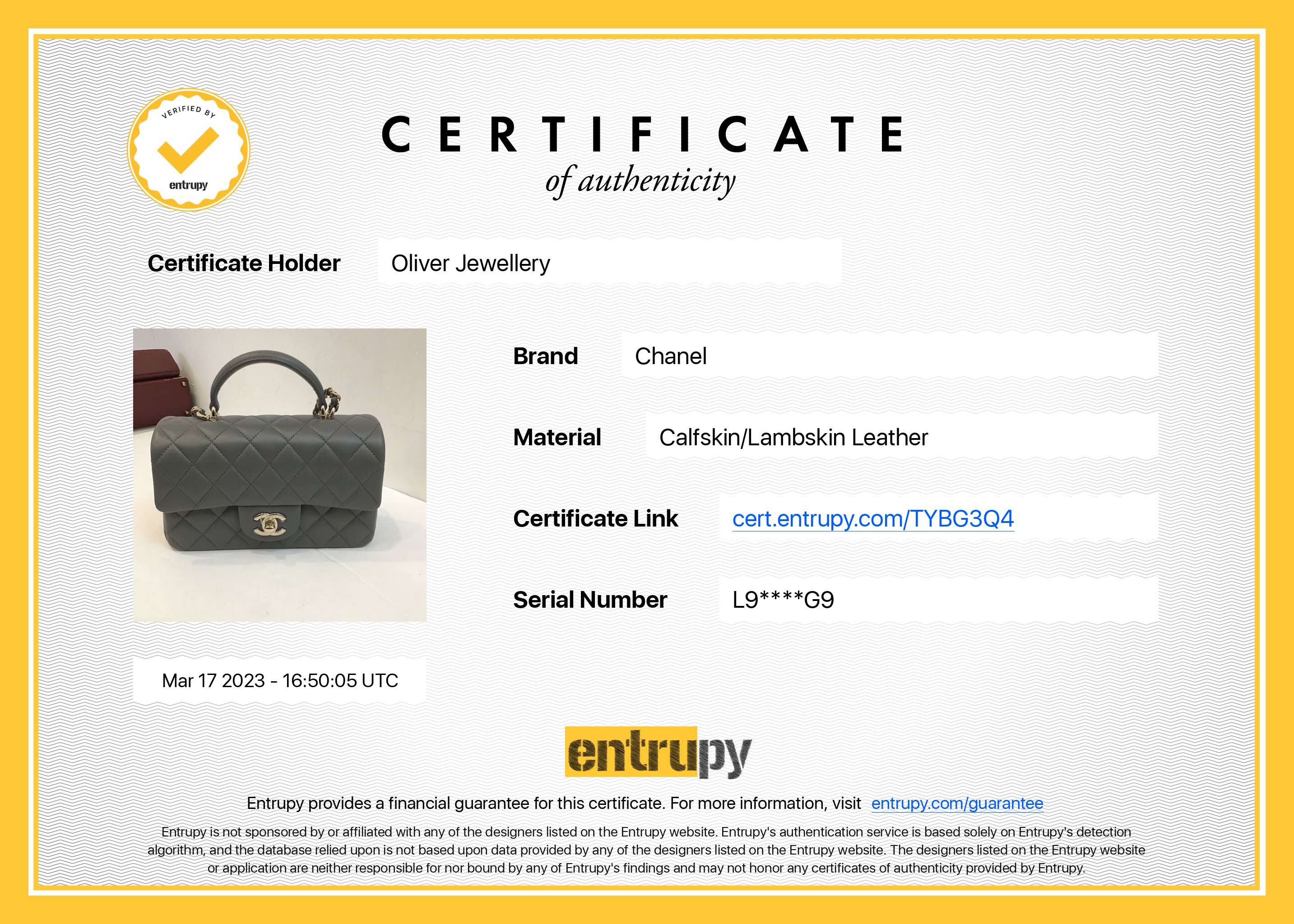 Chanel 2022 Grey Lambskin Quilted Mini Top Handle Rectangular Flap Bag w/ Box