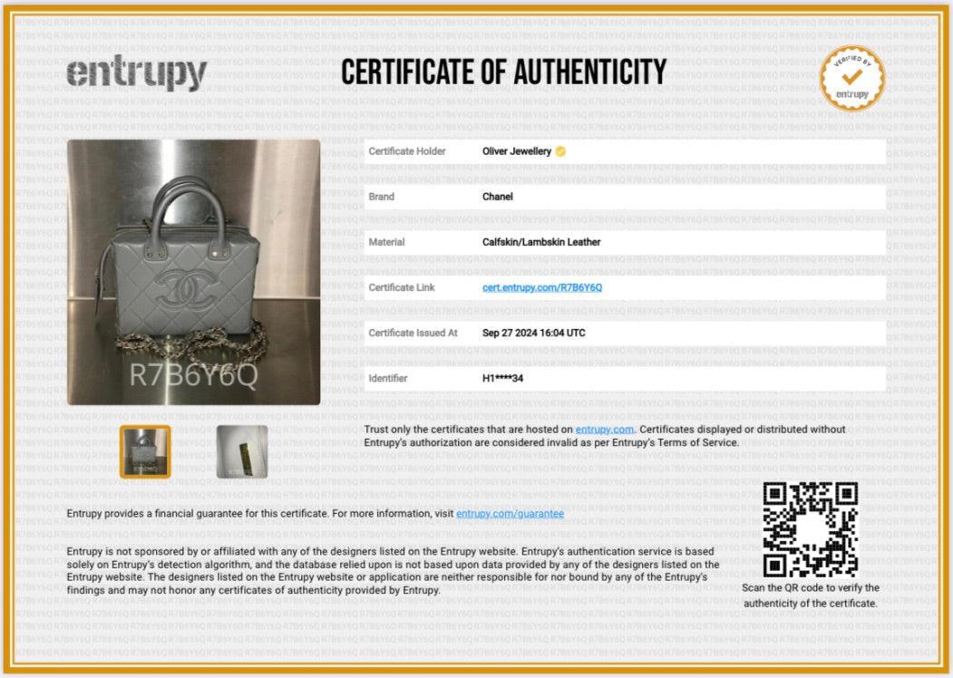 Chanel 2022 Grey Quilted Calfskin Leather Coco Vault Small Vanity Case