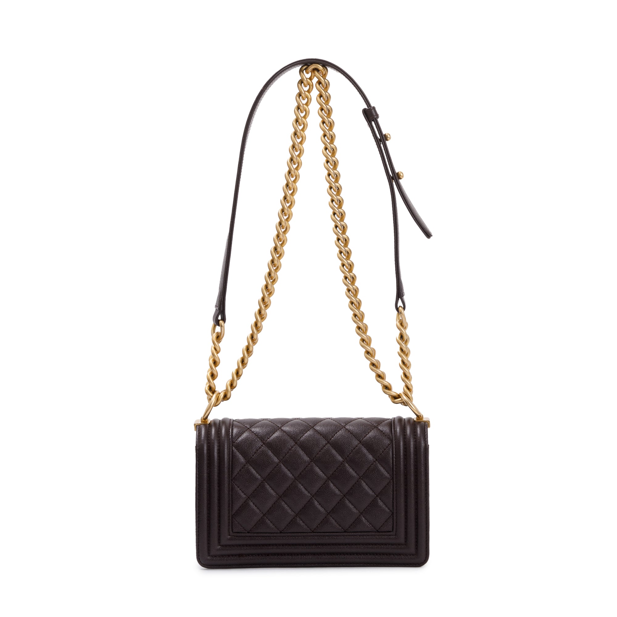 Chanel 2022 Marron Caviar Leather Small Boy Bag w/ Box & Receipt