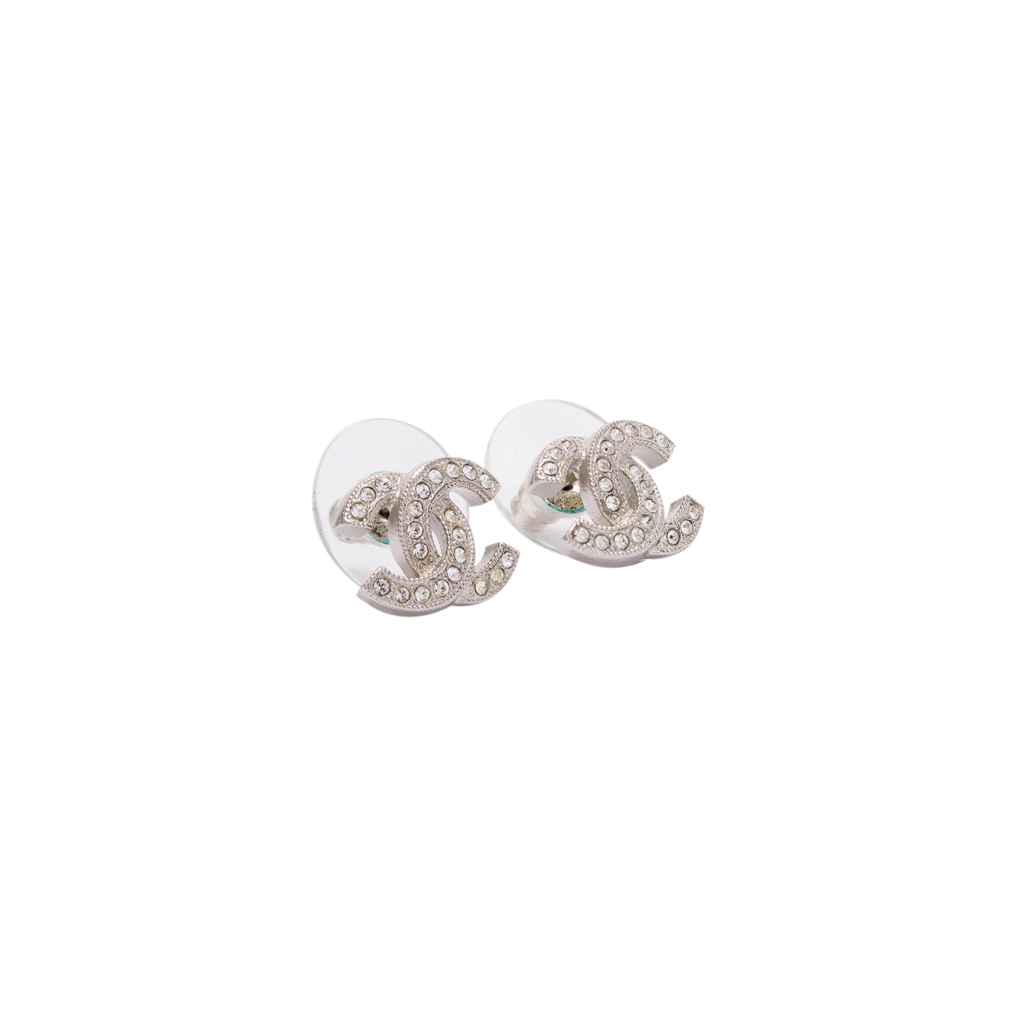 Chanel 2022 Mini Strass CC Stud Earrings w/ Box